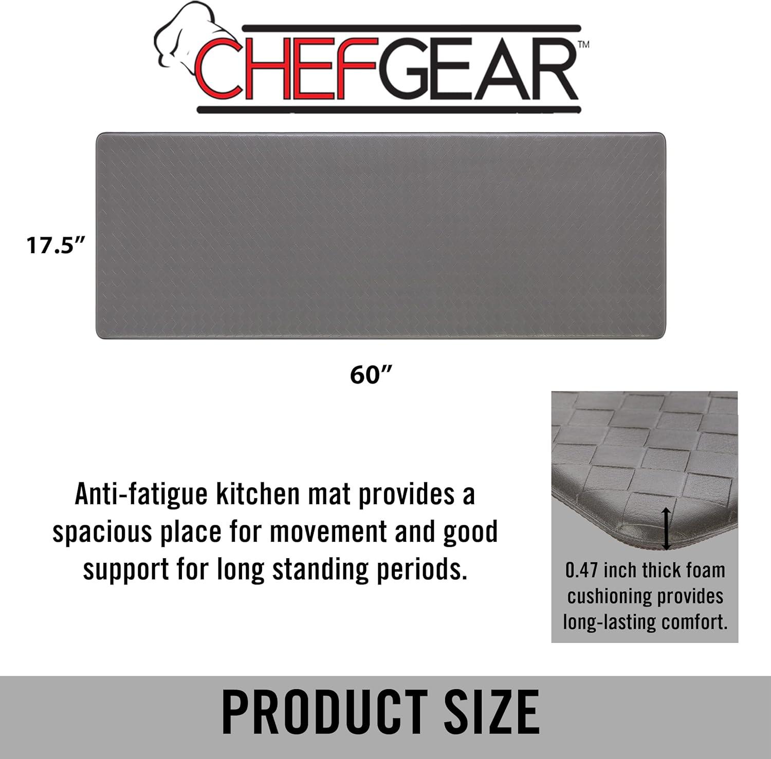 Anti-Fatigue Kitchen Mat, Charcoal, Playa Basketweave by Chef Gear, 17.5 in. x 60 in.