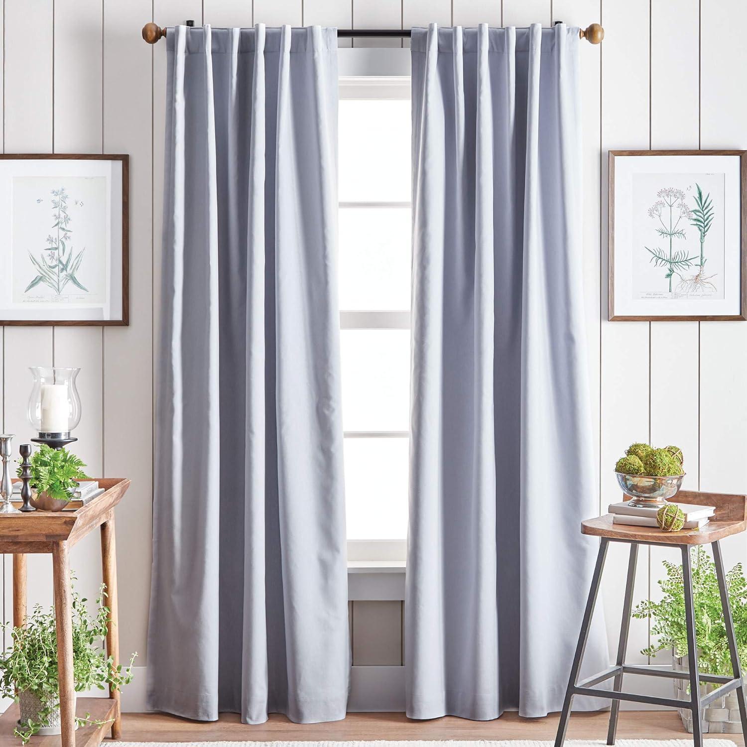 Cotton Blend Solid Blackout Rod Pocket Curtain Panels