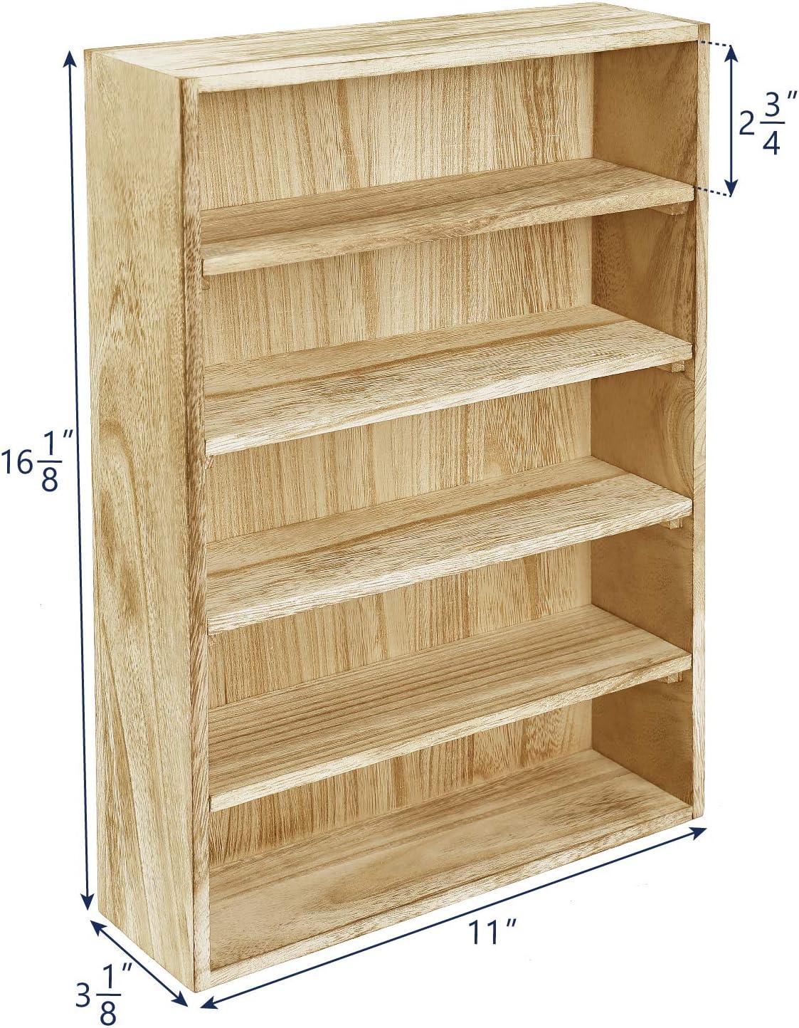 Oak Wall-Mounted Display Rack with Adjustable Shelves