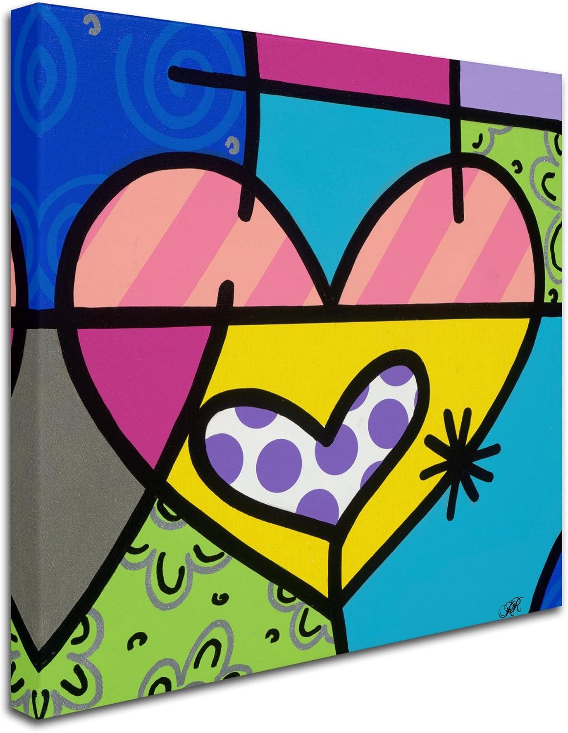 Colorful Abstract Geometric Heart Canvas Art, 24x24