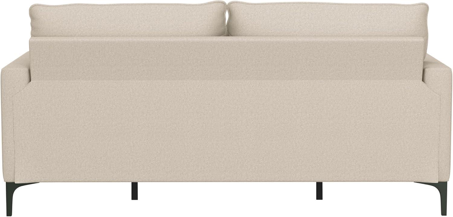 Oatmeal Fabric 66.5'' Sofa with Removable Cushions and Wood Accents