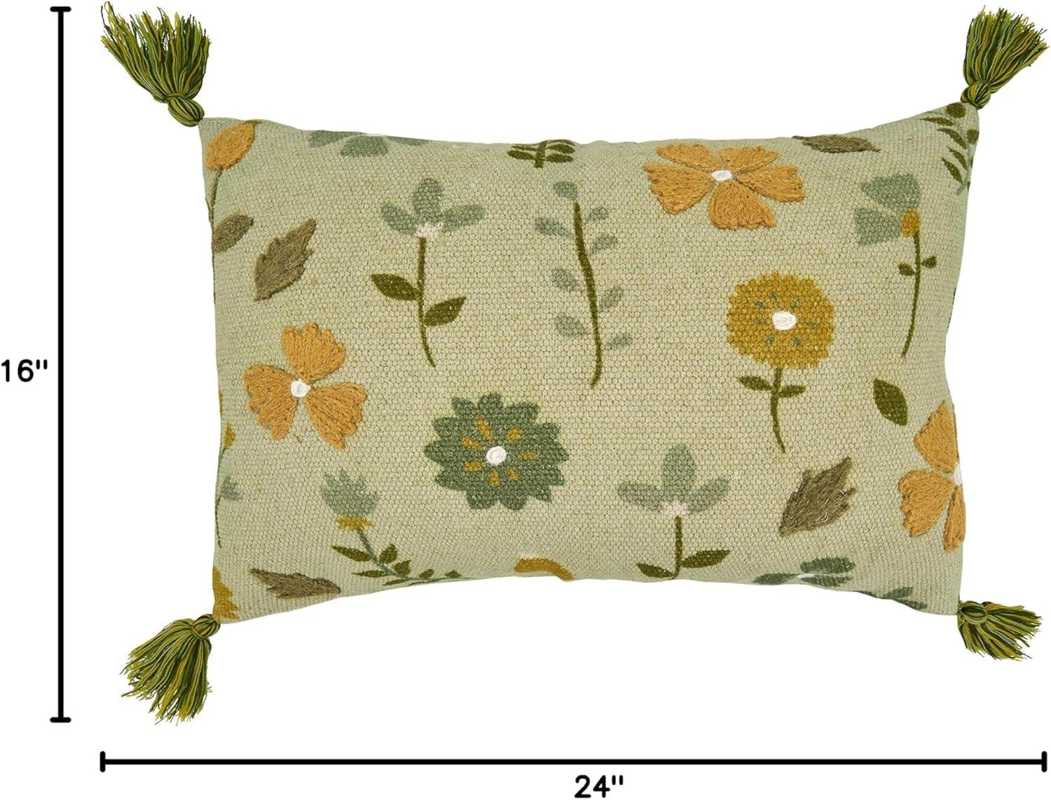 Saro Lifestyle Embroidered Floral Throw Pillow With Poly Filling