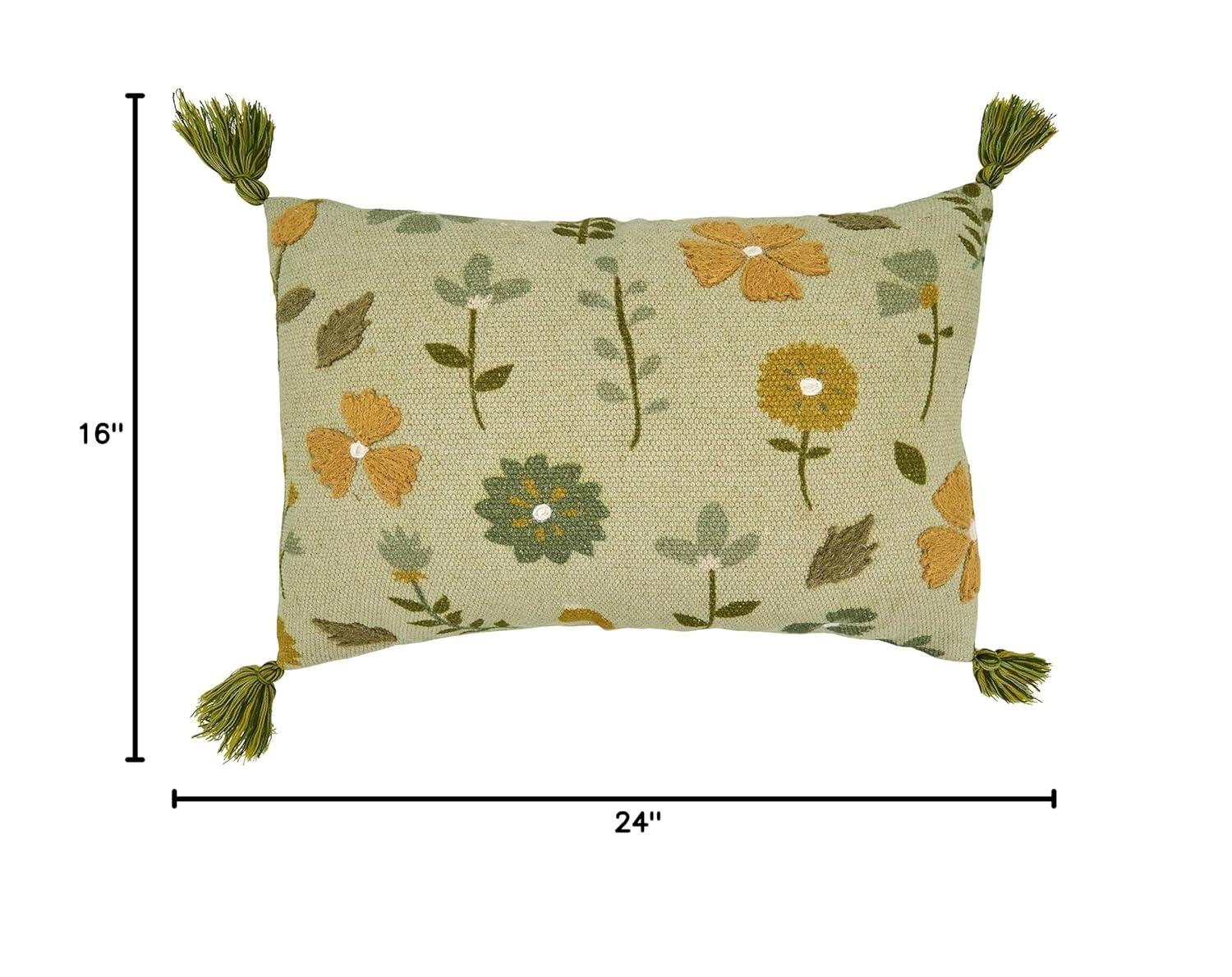 Saro Blossom Collection Floral Cotton Throw Pillow