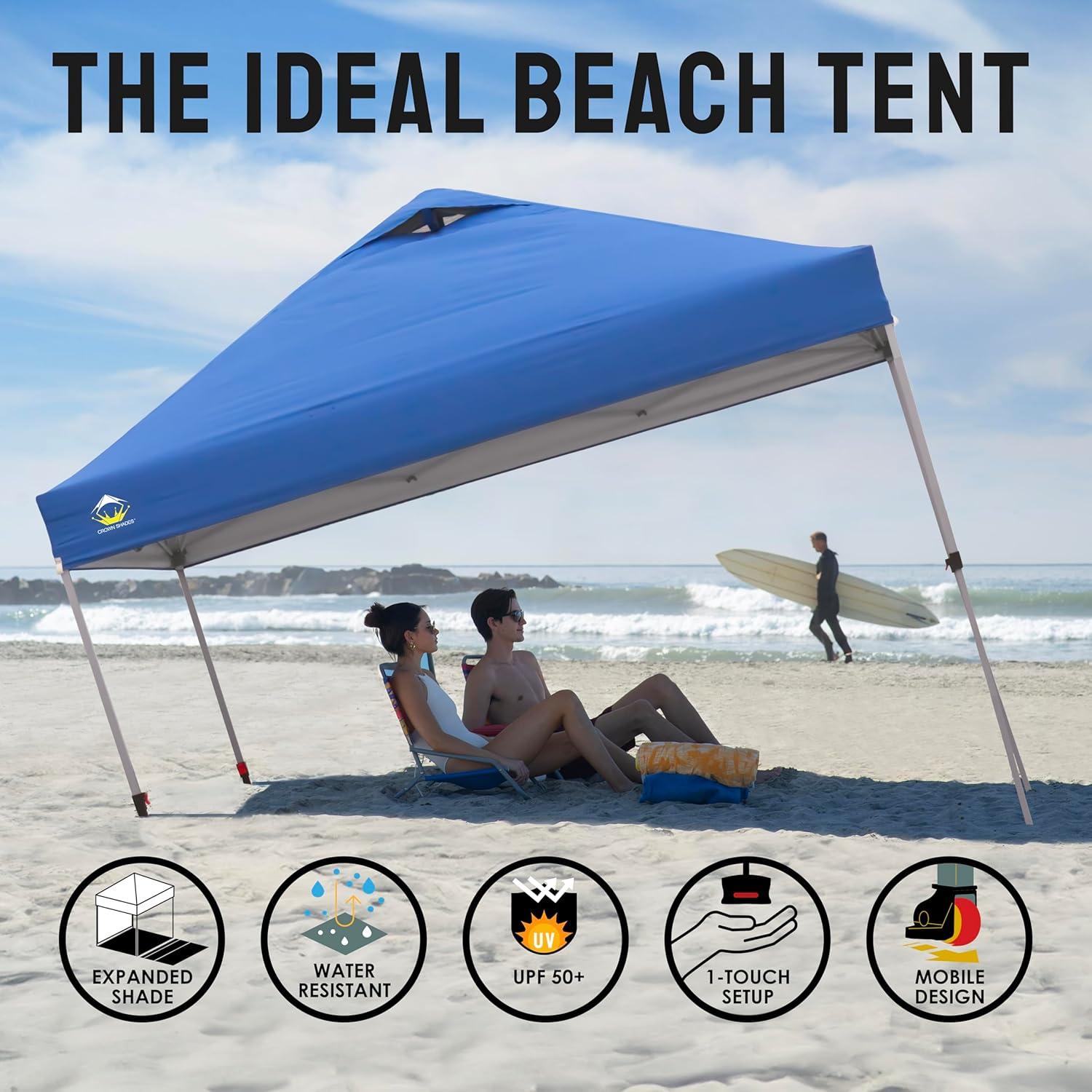 10x10 Pop Up Canopy RS100C- Beach Tent with One Push Setup - Outdoor Canopy Tent with STO-N-Go Cover Bag