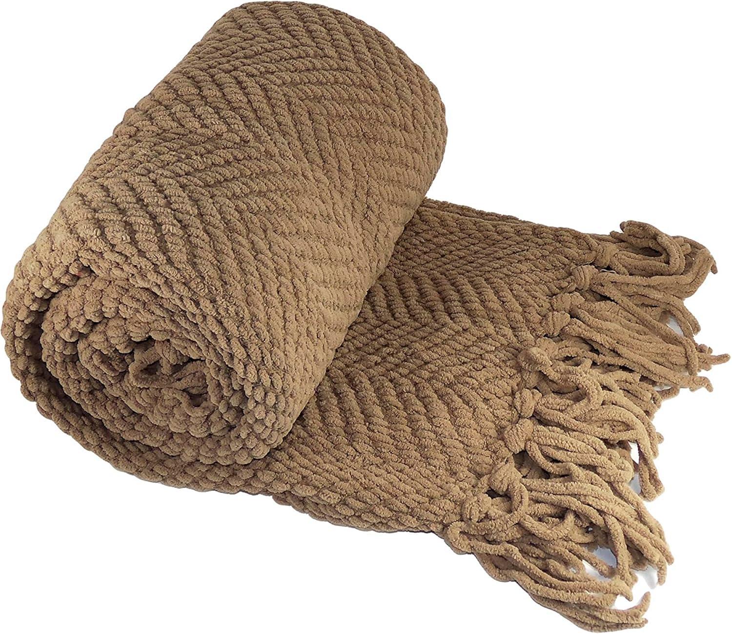 Home Soft Things Tweed Knitted Throw Blanket