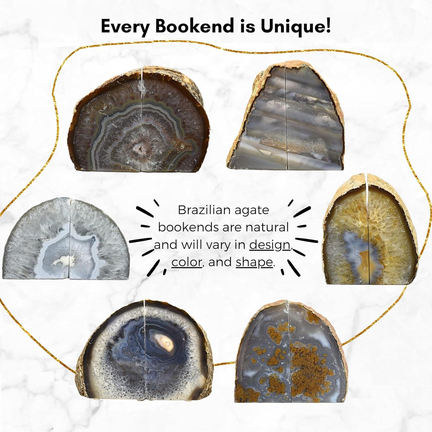 Agate Bookend, Geode Agate Bookend, Decorative Home Accessory, Crystal Bookend, Natural Stone Bookend, 3-5 lbs