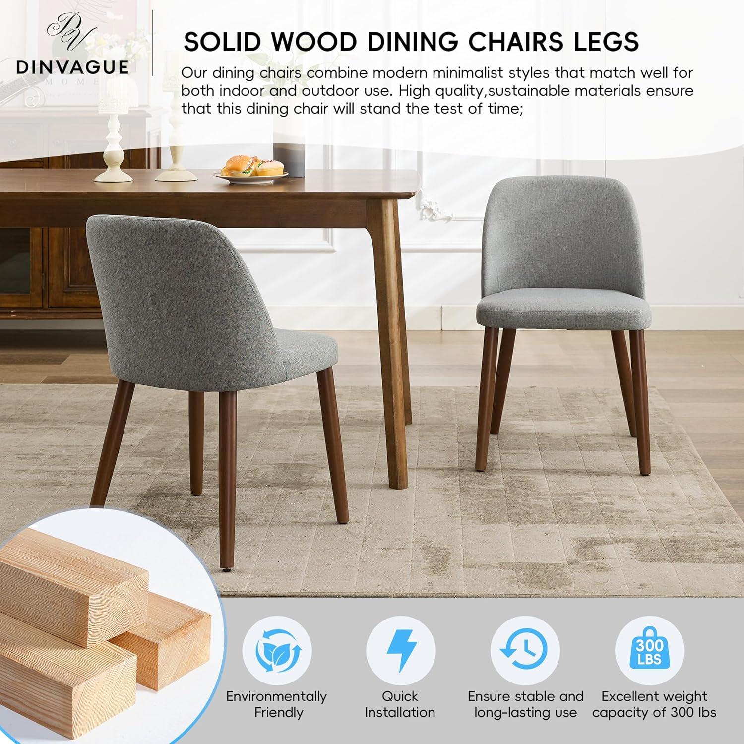 Dining Chairs Set of 2,Dining Chairs with Fabric Upholstered and Solid Wood Legs,Kitchen Side Chair,Thick Cushions Seat,Easy Assembly for Dining Room Living Room Bedroom (Beige)