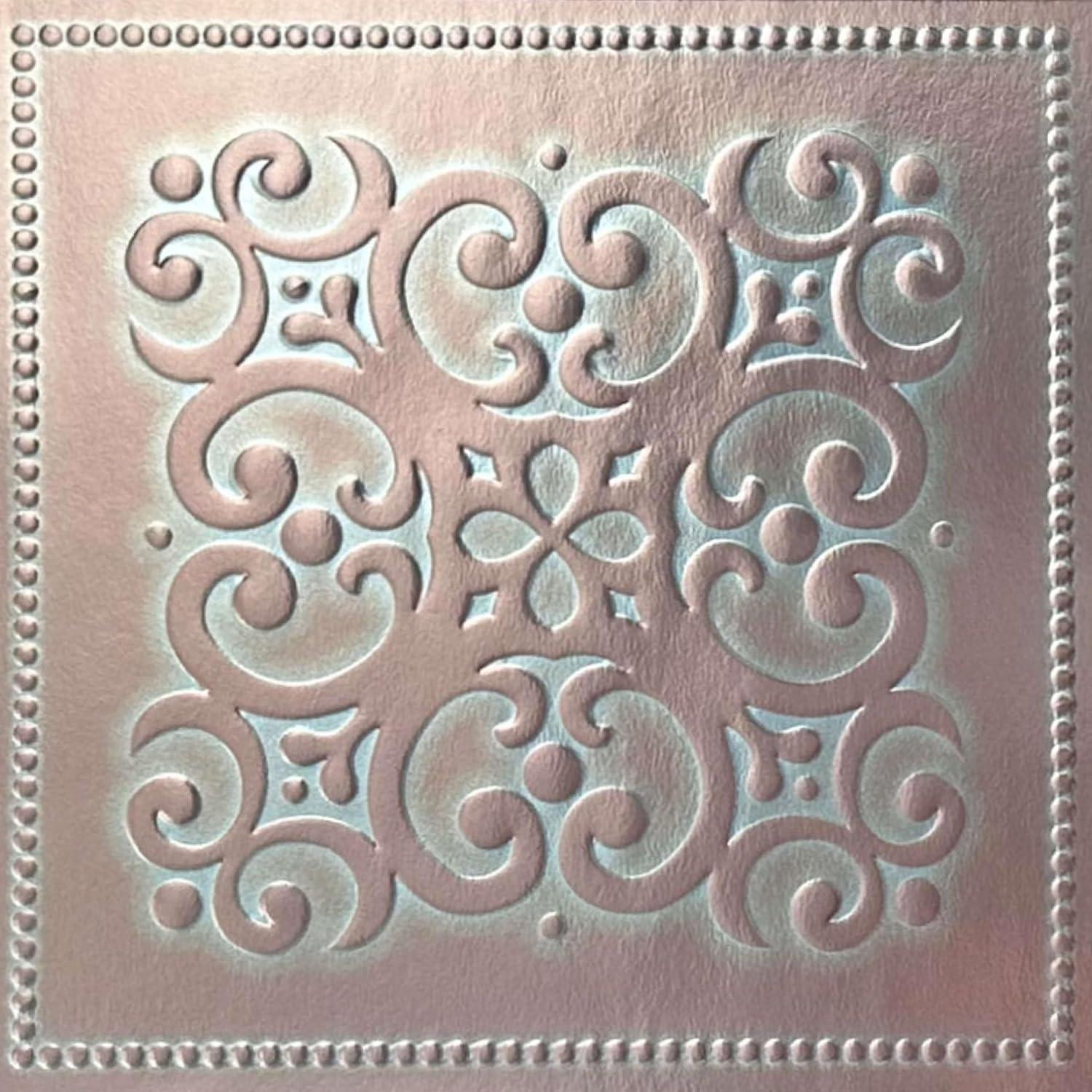 24-Pack of 8" x 8" Paper Peel and Stick Tiles. Embossed Metallic Bronze Patina Copper Backsplash. Removable Wallpaper for Walls, Backsplash, and Art Projects