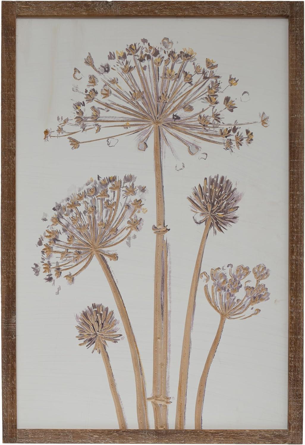 Storied Home (Set of 2) 20.25" x 30" Engraved Wood Wall Decor with Flower : Botanical Art, Vertical Display