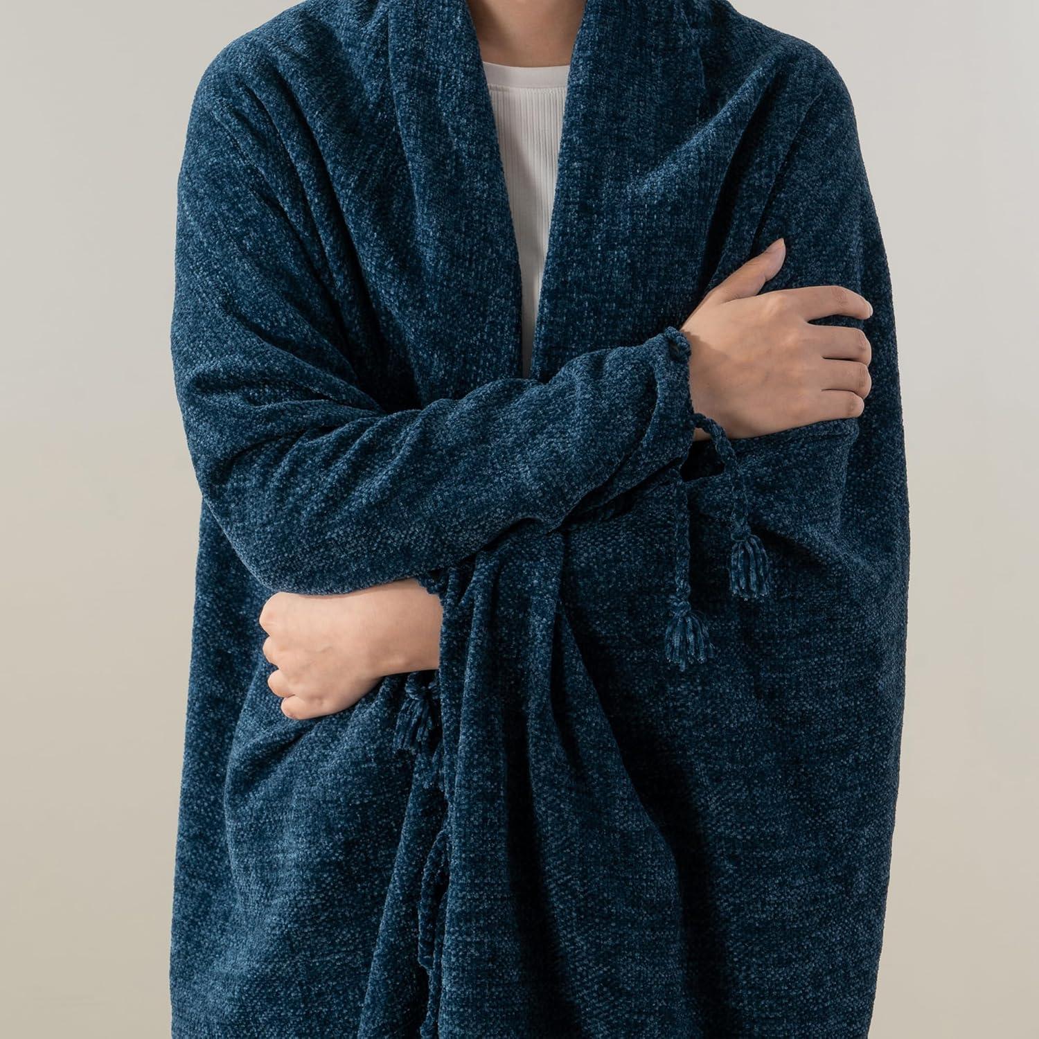 Battilo Home Throw Blanket for Couch, Textured Soft Throw Blankets, Decorative Knitted Blanket for Home Living Room Decor, 50"x60"