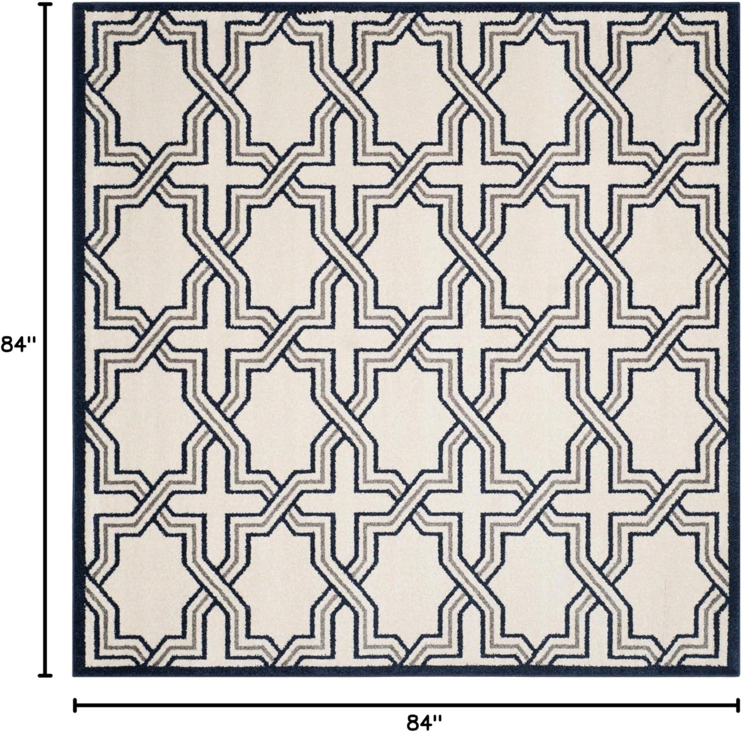 Amherst AMT413 Power Loomed Area Rug - Ivory/Navy - 7'x7' - Safavieh.
