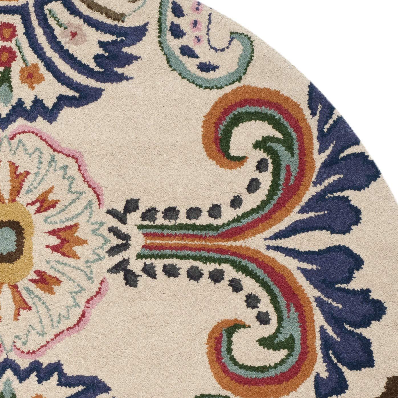Bella BEL118 Hand Tufted Area Rug - Ivory/Teal - 7' Round - Safavieh.