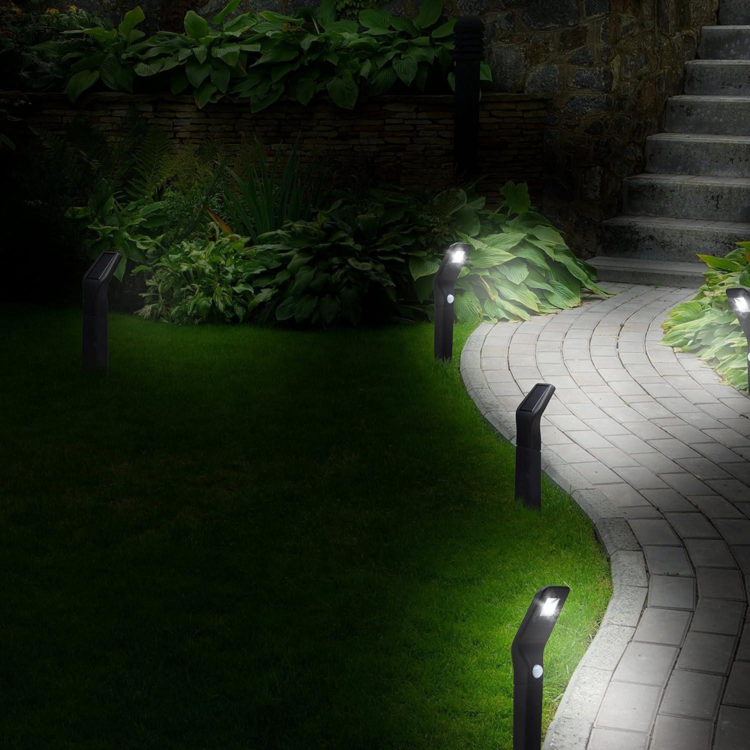 Black Solar Powered Motion Sensor Integrated LED Landscape Lighting