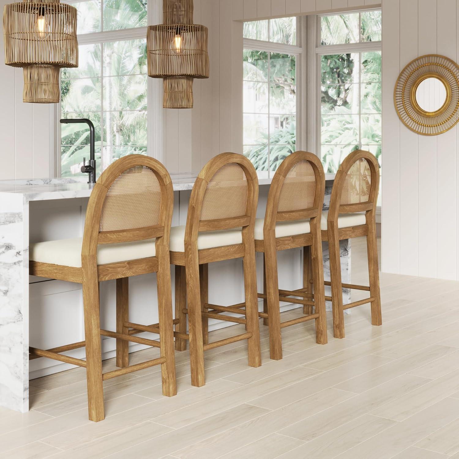 Nathan James Bailey Upholstered Counter Stool with Solid Wood Frame