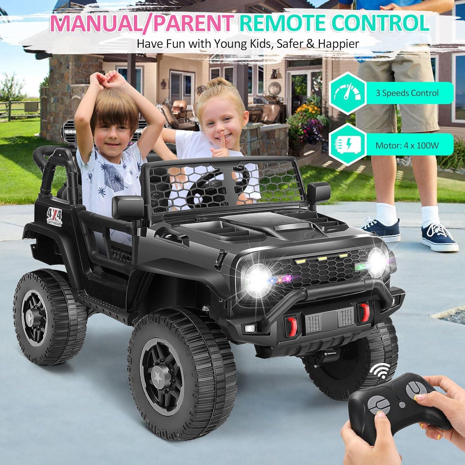 24V Black 2-Seater Electric SUV Ride-On Car with Remote Control