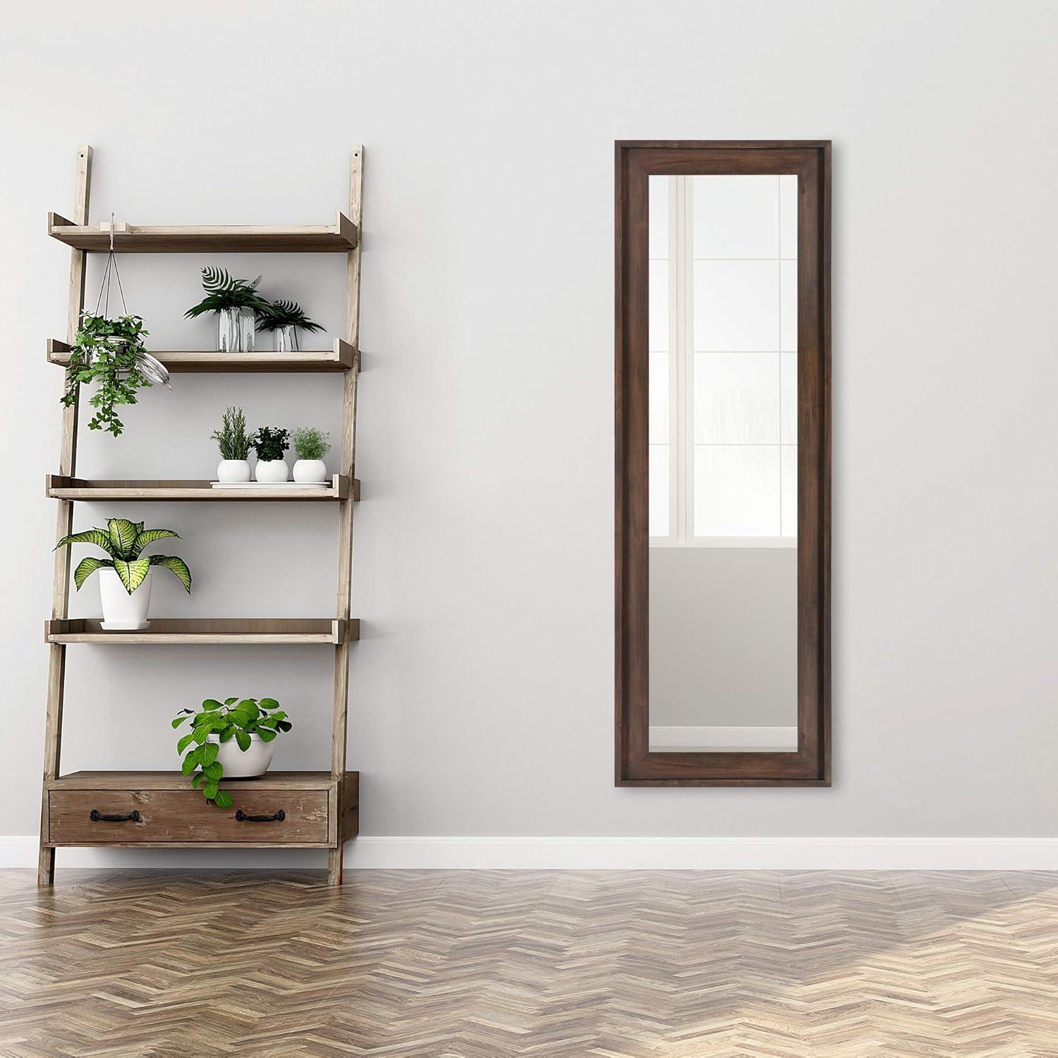 Patton Wall Decor Wood Framed Full Length Wall Mount or Leaner Mirror, 19.5" x 57", Brown
