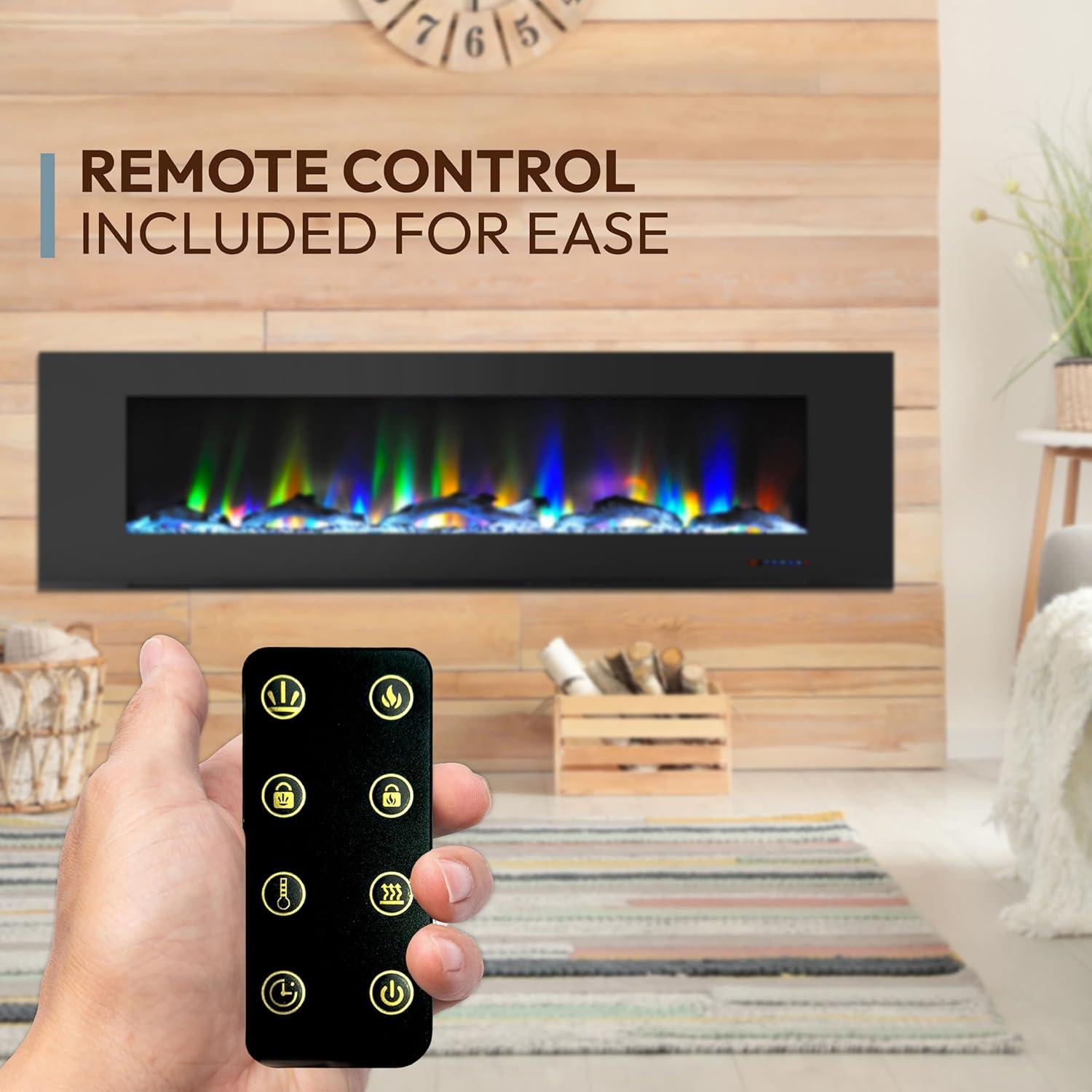 Cambridge Cambridge Wall Mount Electric Fireplace Heater with Remote Control for Indoor Use in Living Room, Bedroom, Home Office