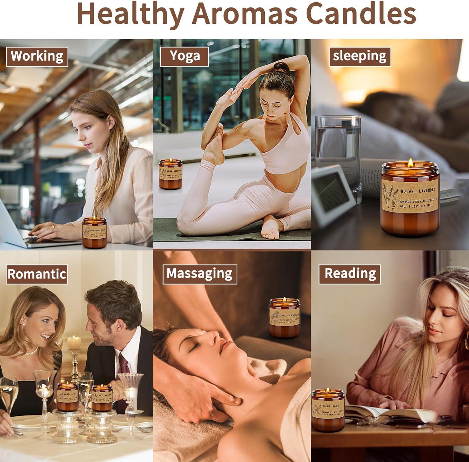 Aromatherapy Candles For Home, Stress Relief | Meditation | Yoga | SPA | Relaxing Candle Gift Set, Jar Candles For Women, Birthday, Valentine's Day, Anniversary, 7.1 Ounces - Pack Of 4