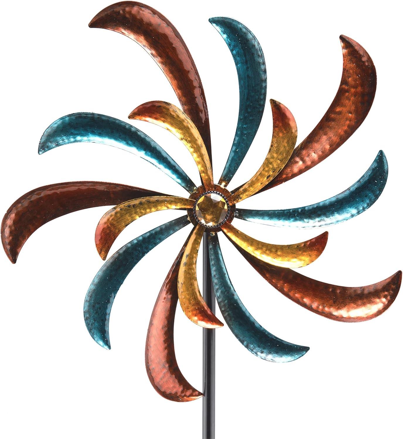 63" Multicolor Metal Windmill Garden Stake Spinner