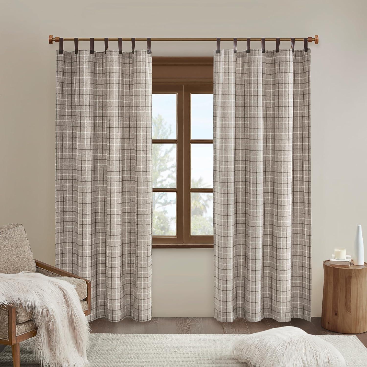 Anaheim Woven Plaid Room Darkening Thermal Fleece Lined Single Curtain Panel