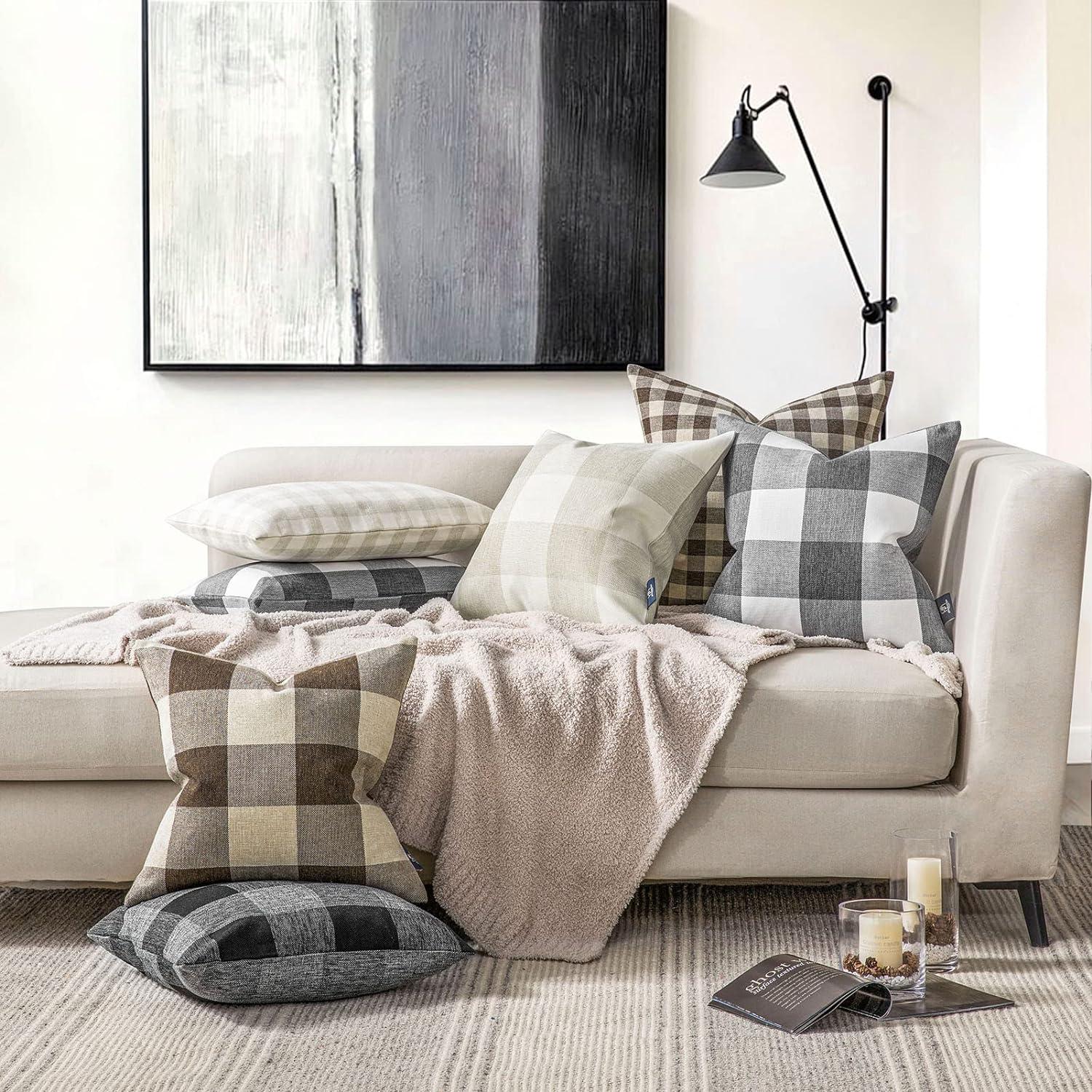 Buffalo Checker Plaids Series Cushion Square Decorative Throw Pillow Cusion for Couch, 18" x 18", Blue, 2 Pack