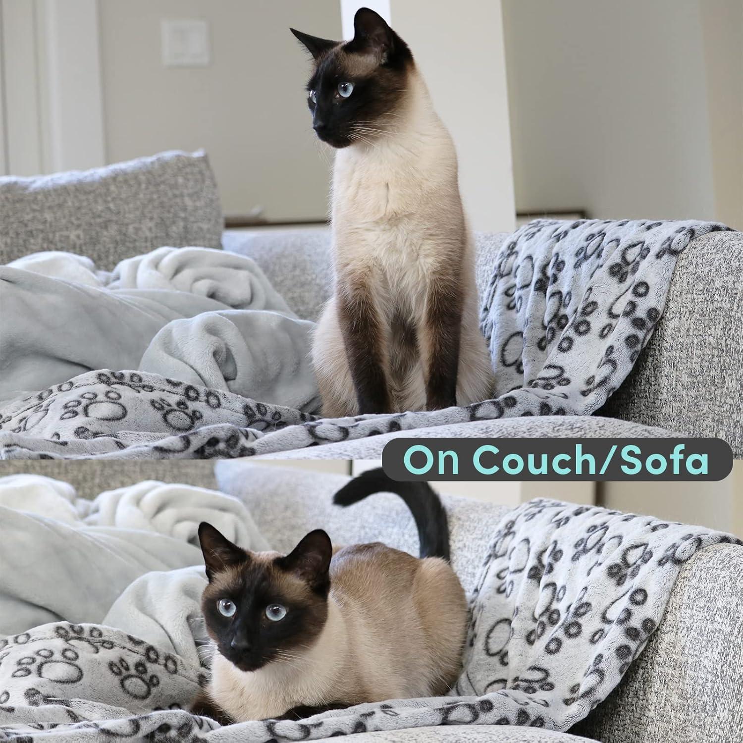 Stuffed Premium Soft Dog Blanket, with Flannel Grey Cute Paw Print, 24 * 32 inches, Cat Blanket Puppy Pads Supplies Dog Products Stuff Essentials C48