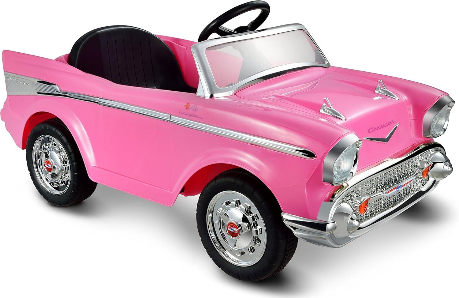 KID MOTORZ Pink Barbie Princess Theme Toy Car, Interactive Pink Chevy Bel Air Ride-on from Movie, Pink Princess Gift for Girls, Birthday Ideas for Ages 3 and Up Toddlers Girls