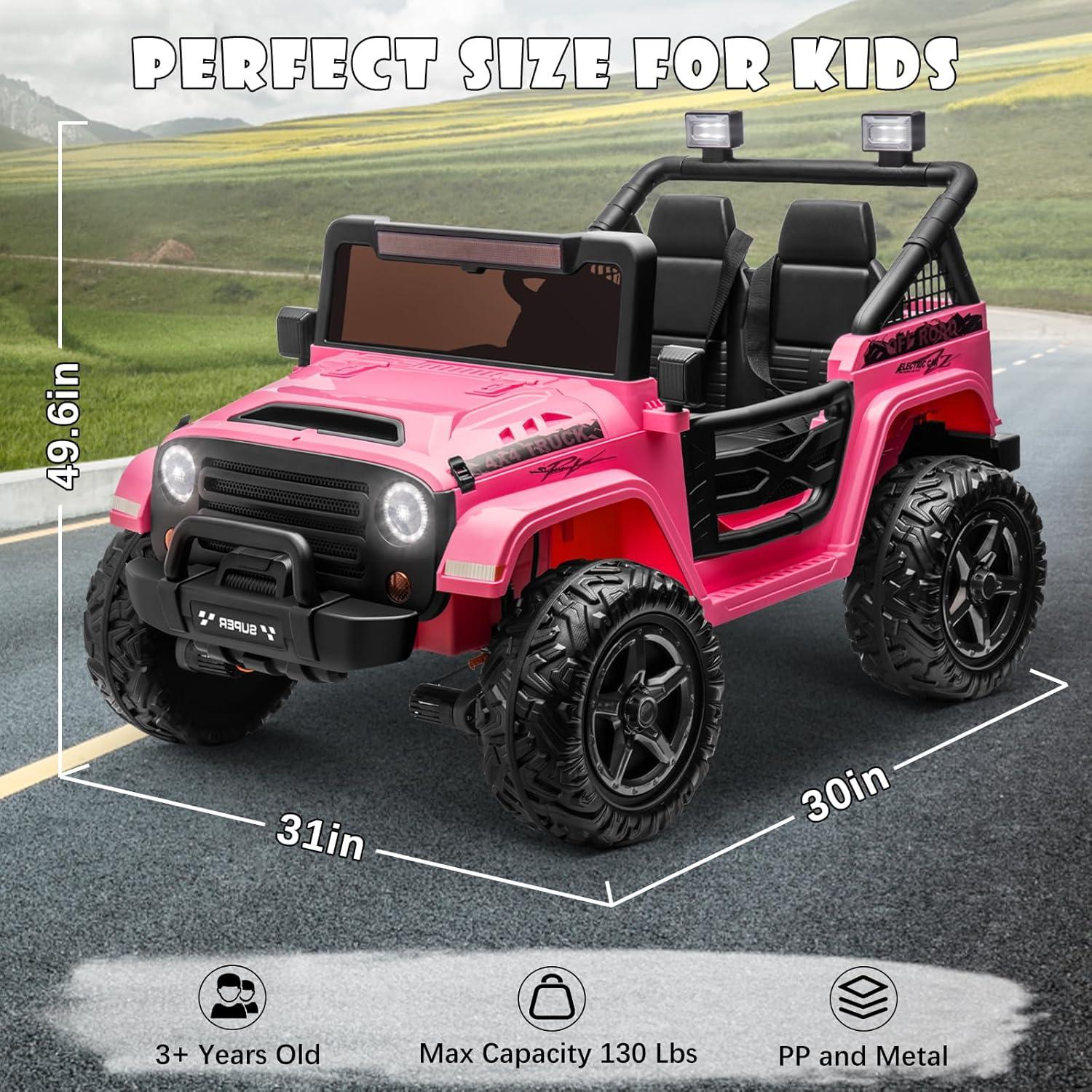 DEARAUTO DearAuto 24v Kids Ride On Car With Eva Tires, 4x75w Motors, Four Wheel Suspension, 3 Adjustable Speed, Mp3, Bluetooth,powered Ride On Truck For Kids