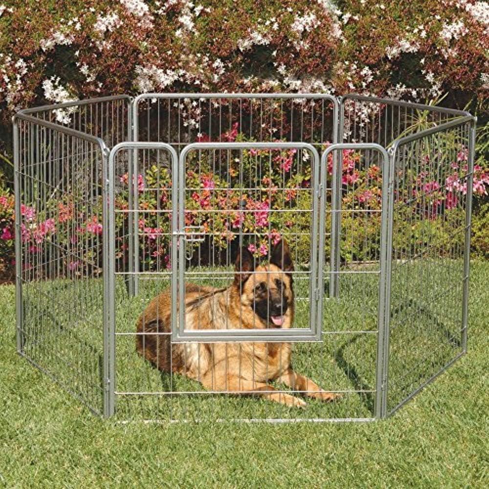 Silver Crackle Galvanized Steel Outdoor Pet Kennel