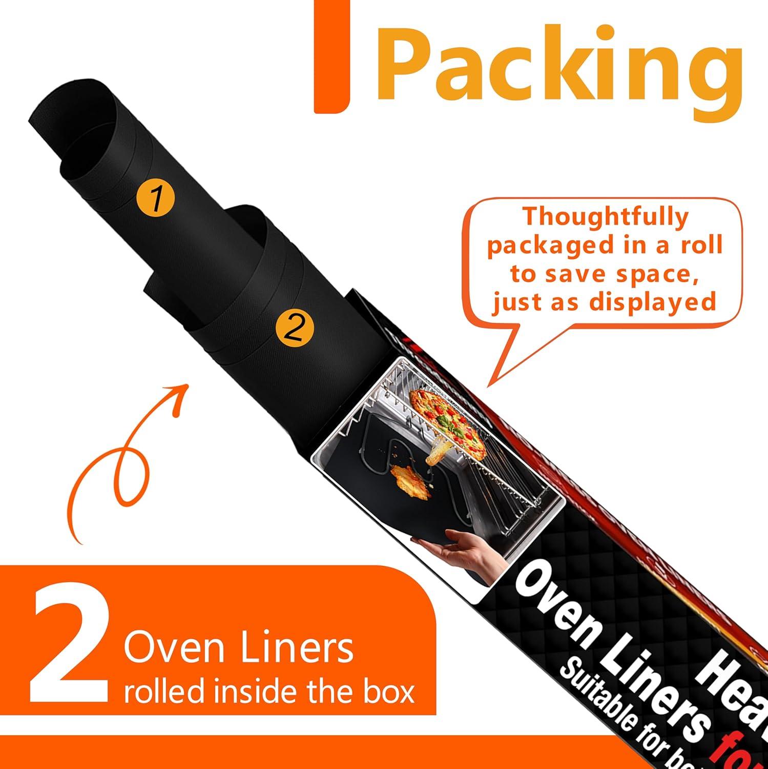 Large Thick Heavy Duty 2 Pack Non Stick Teflon Oven Liners Mat, 17"x 25", for bottom of Electric Oven Gas Oven Microwave Charcoal or Gas Grills