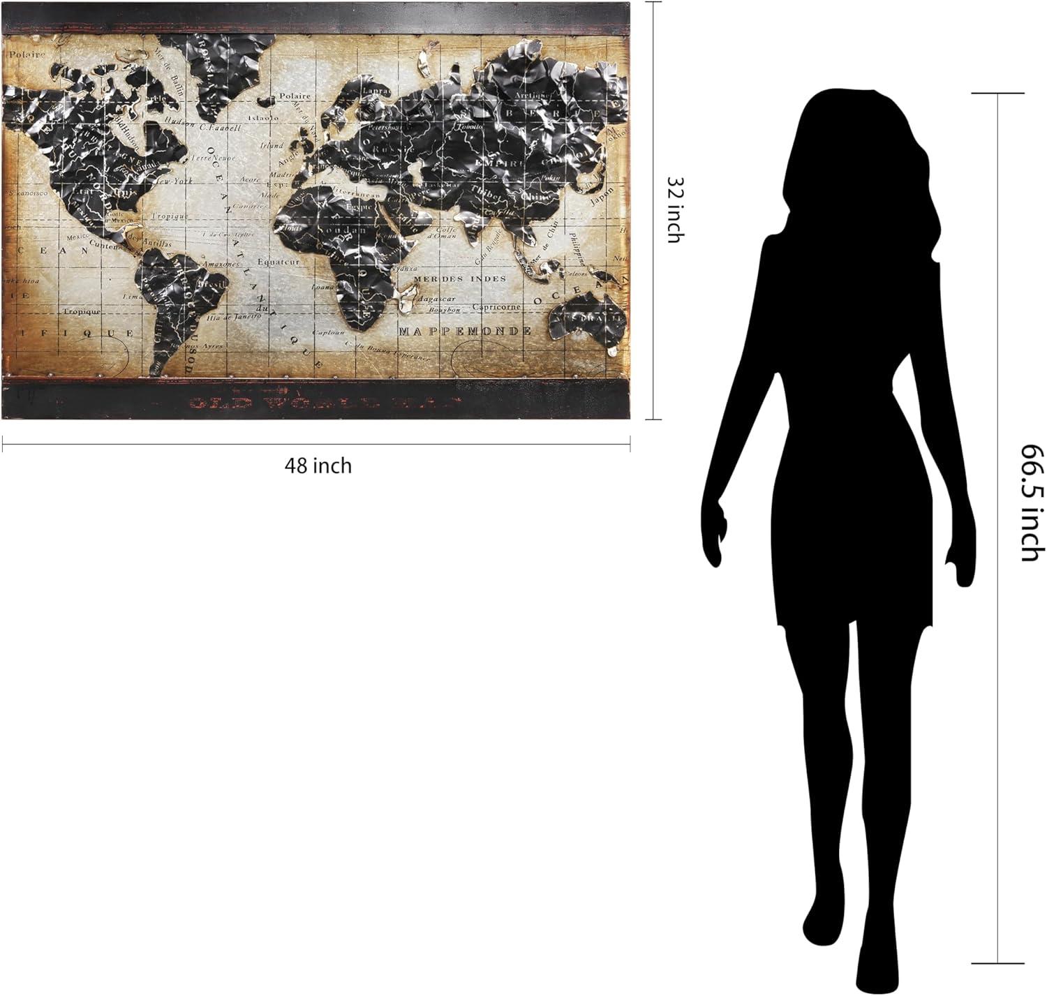 Empire Industrial Art Direct World Map 2 Hand Painted 3D Wall Sculpture