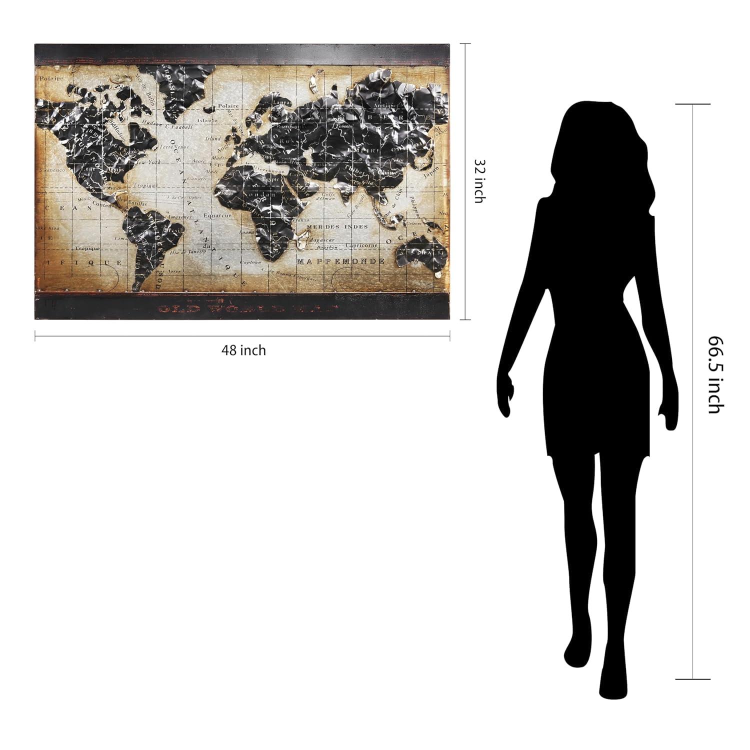 Empire Industrial Art Direct World Map 2 Hand Painted 3D Wall Sculpture