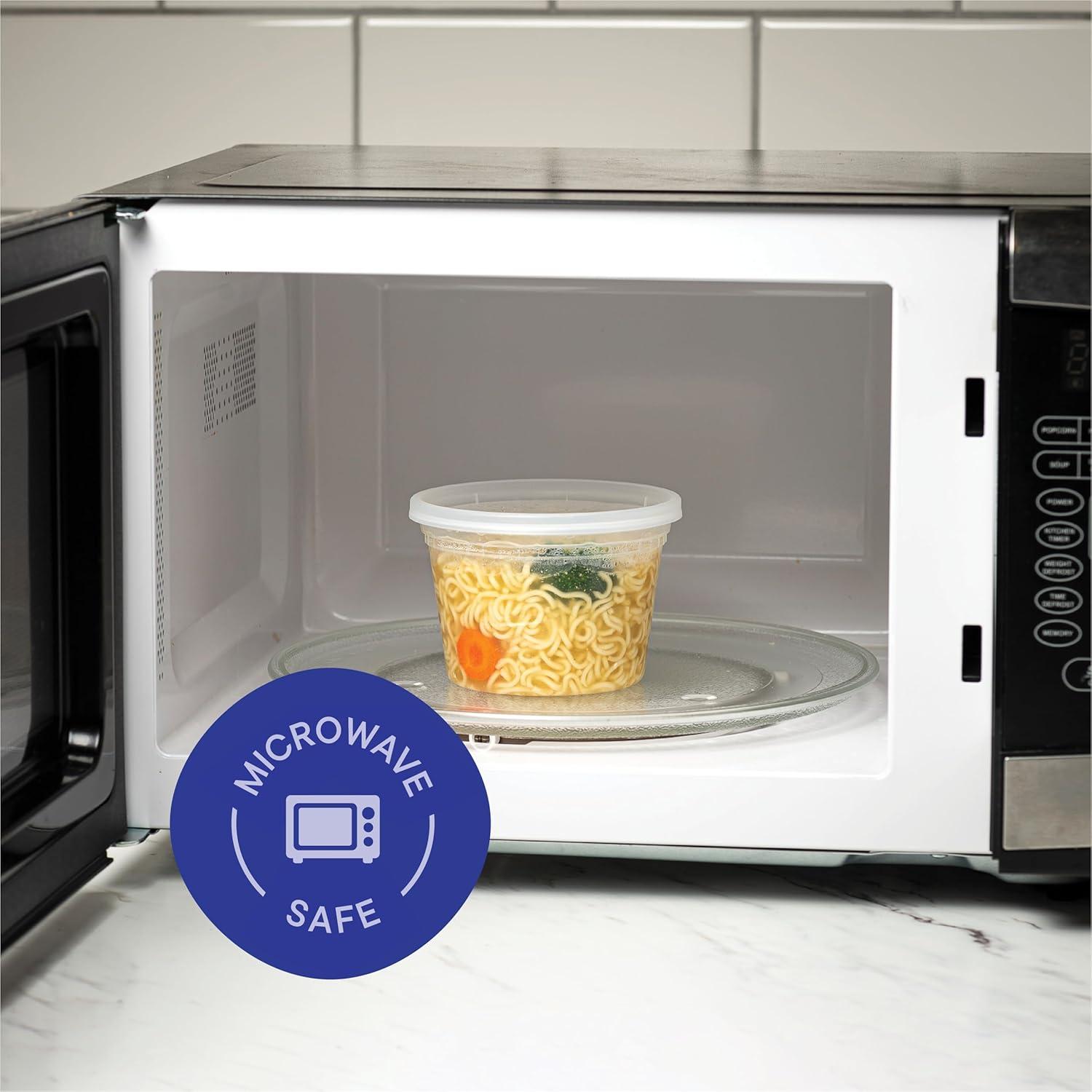 [48 Sets -16 oz.] Plastic Deli Food Storage Containers with Airtight Lids - Soup Containers with Lids