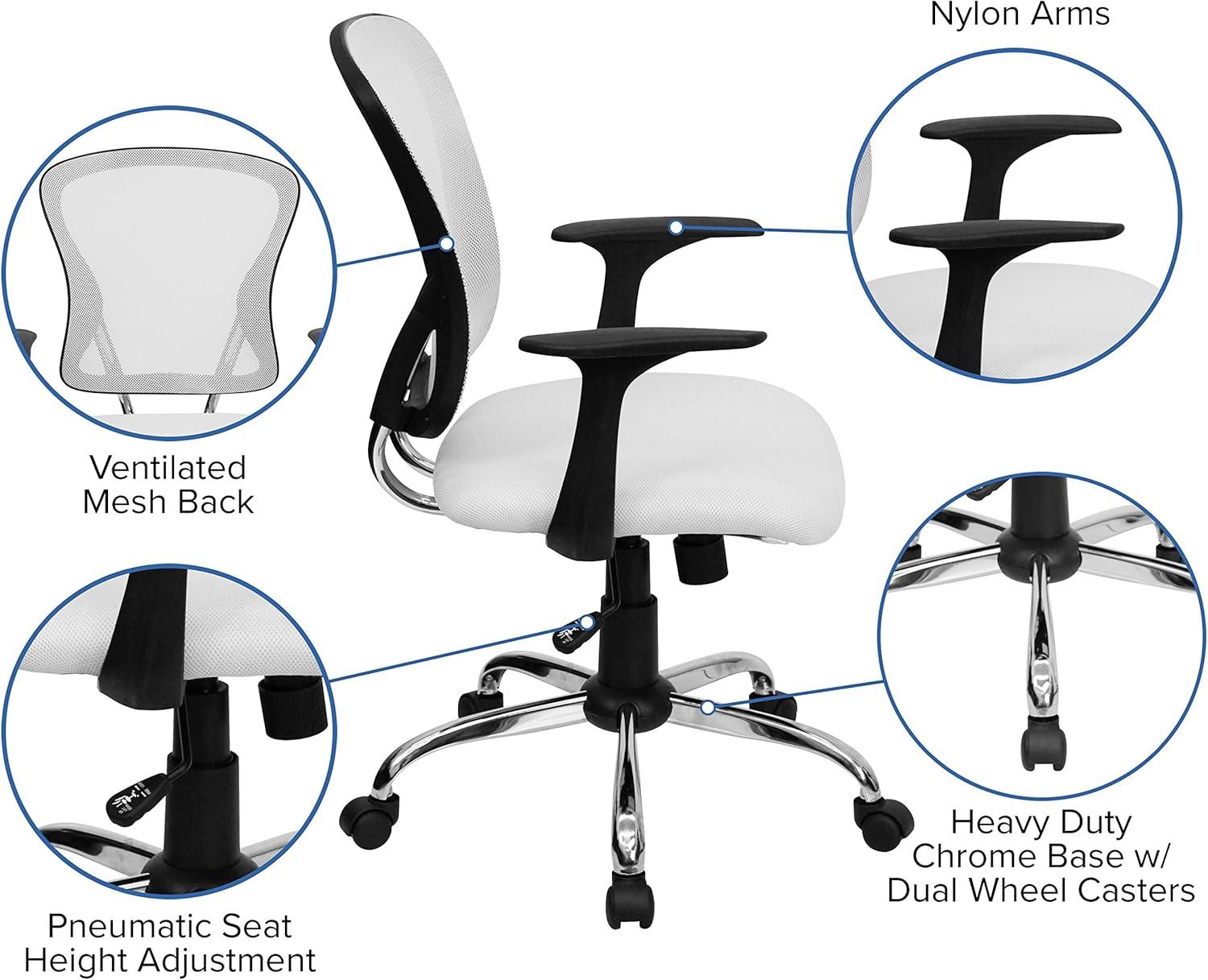 Flash Furniture Mid-Back Mesh Swivel Task Office Chair with Chrome Base and Arms