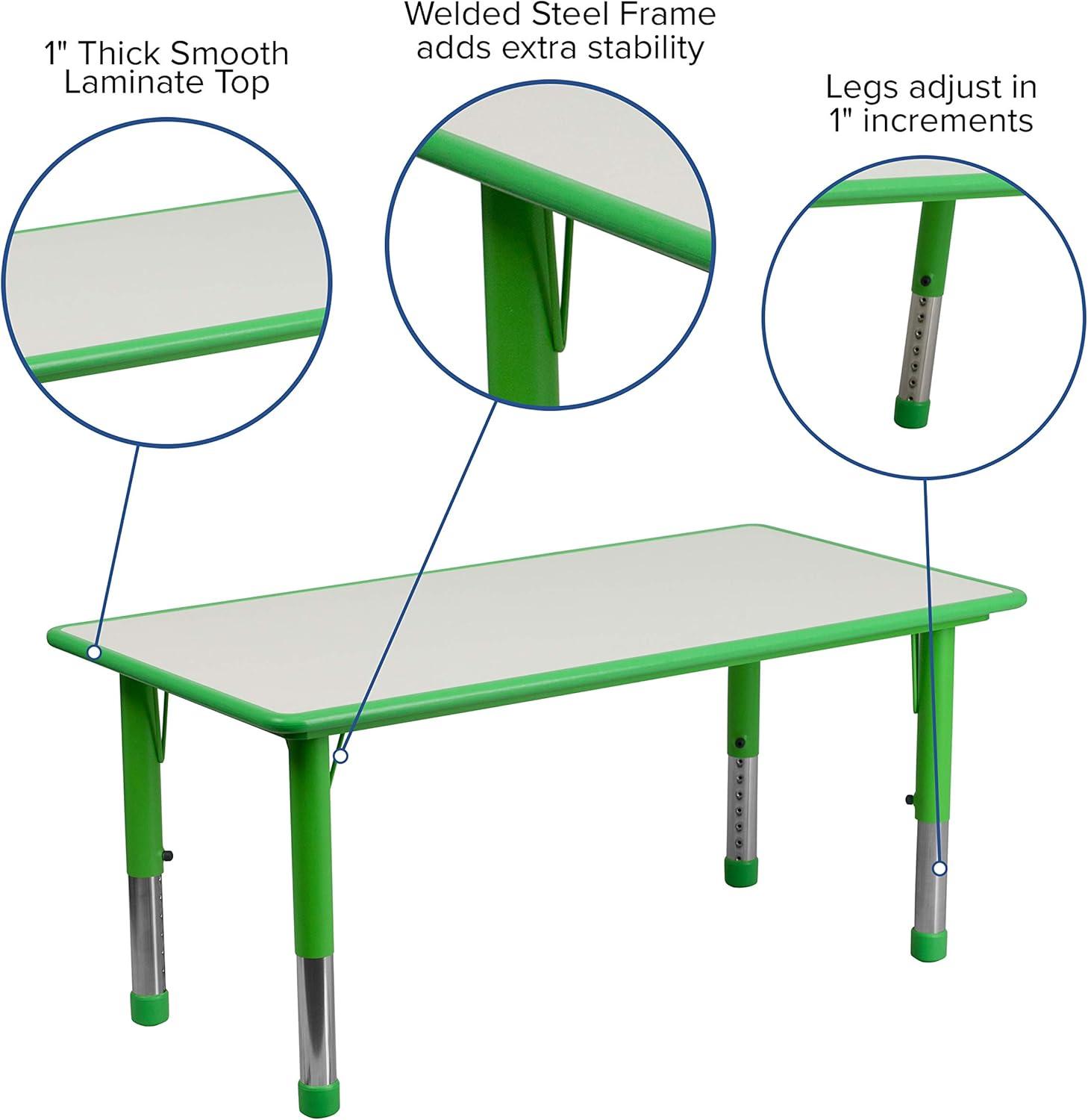 Flash Furniture 23.625"W x 47.25"L Rectangular Plastic Height Adjustable Activity Table