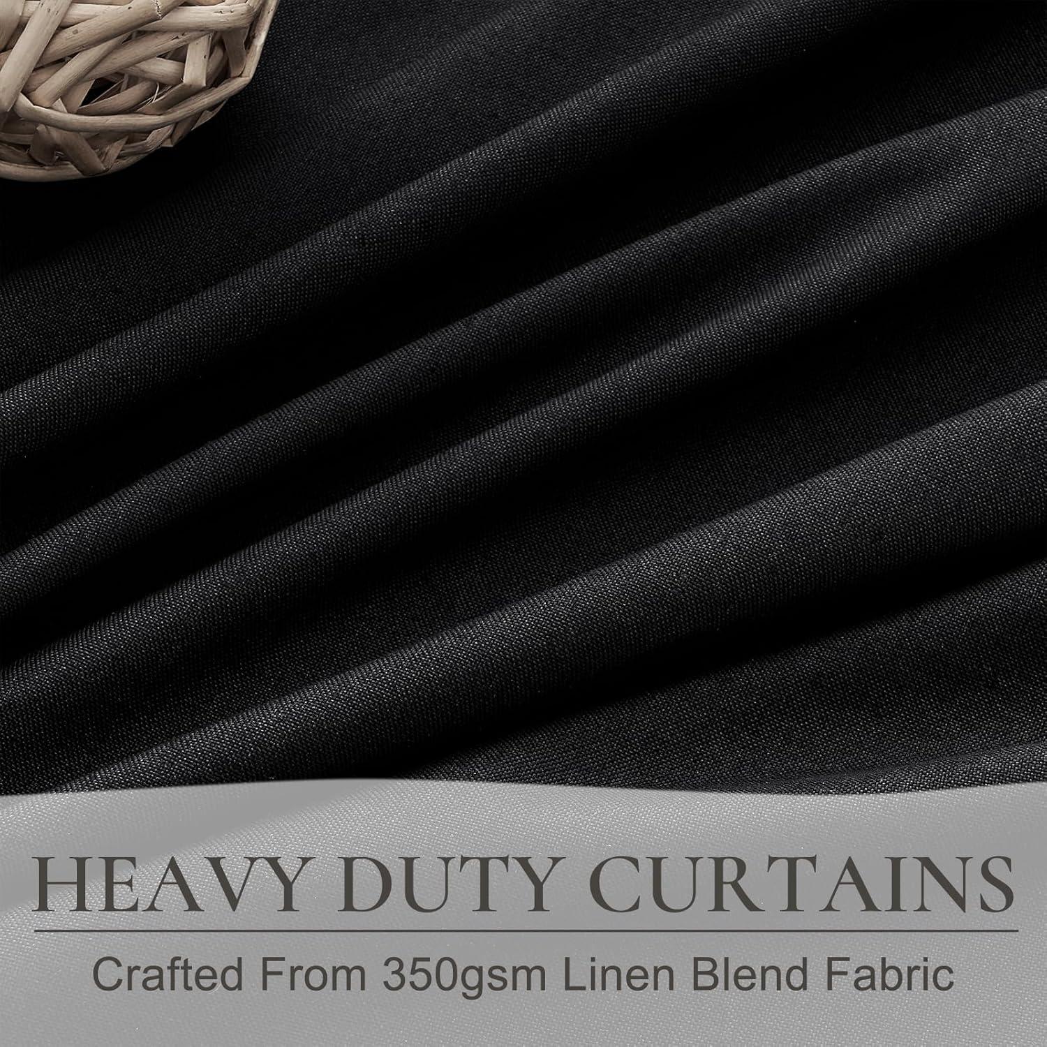 HPD Half Price Drapes Essential Black Faux Linen Room Darkening Curtains for Bedroom & Living Room Curtains (1 Panel), Door & Window Curtains 96 inches long, Rod Pocket Curtains & Drapes, 50W X 96L