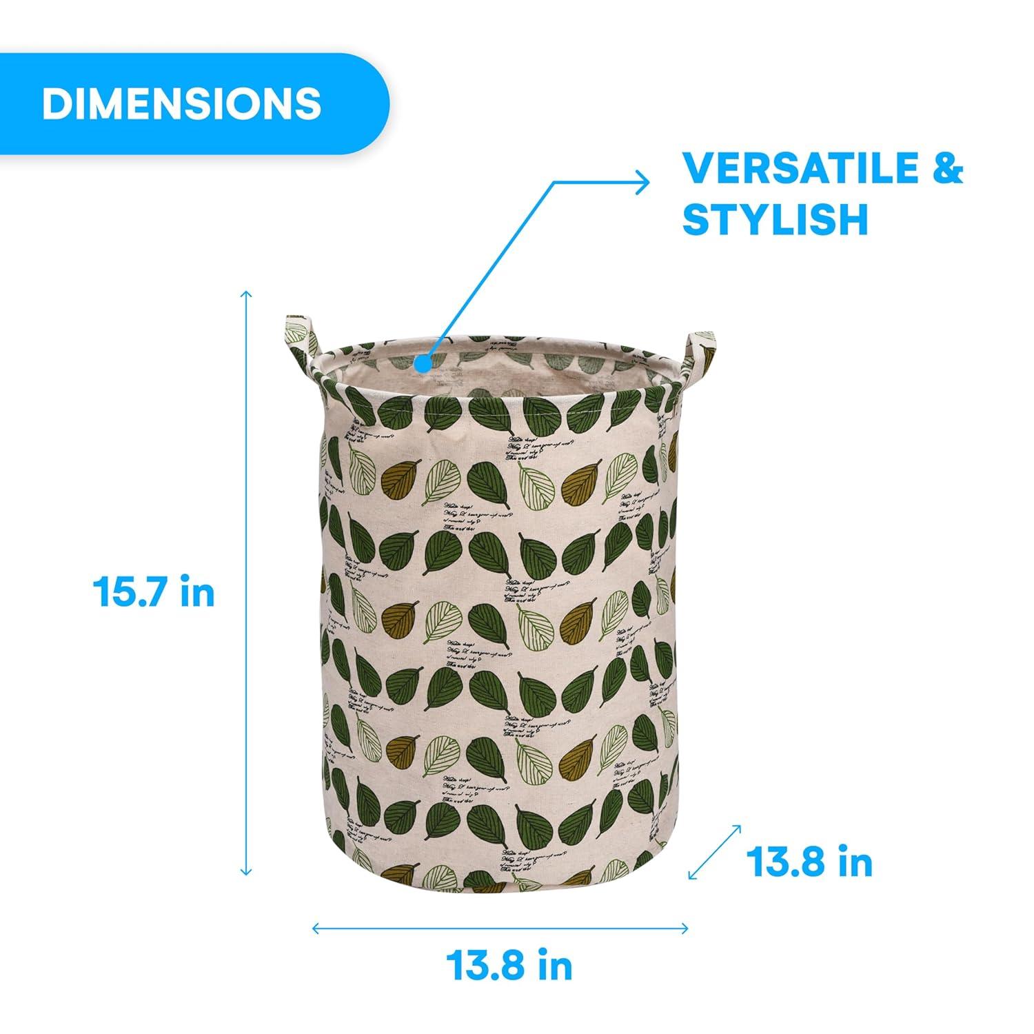 Bins & Things Large Storage Toy Box Bin - Light Green Leaf Pattern