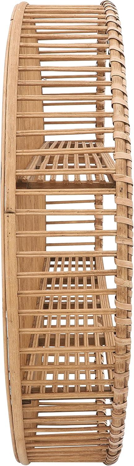 5"Wx31" Diameter, Bamboo Wall Shelf, Natural Finish, Rustic and Decorative Storage Solution for Bedroom, Bathroom,