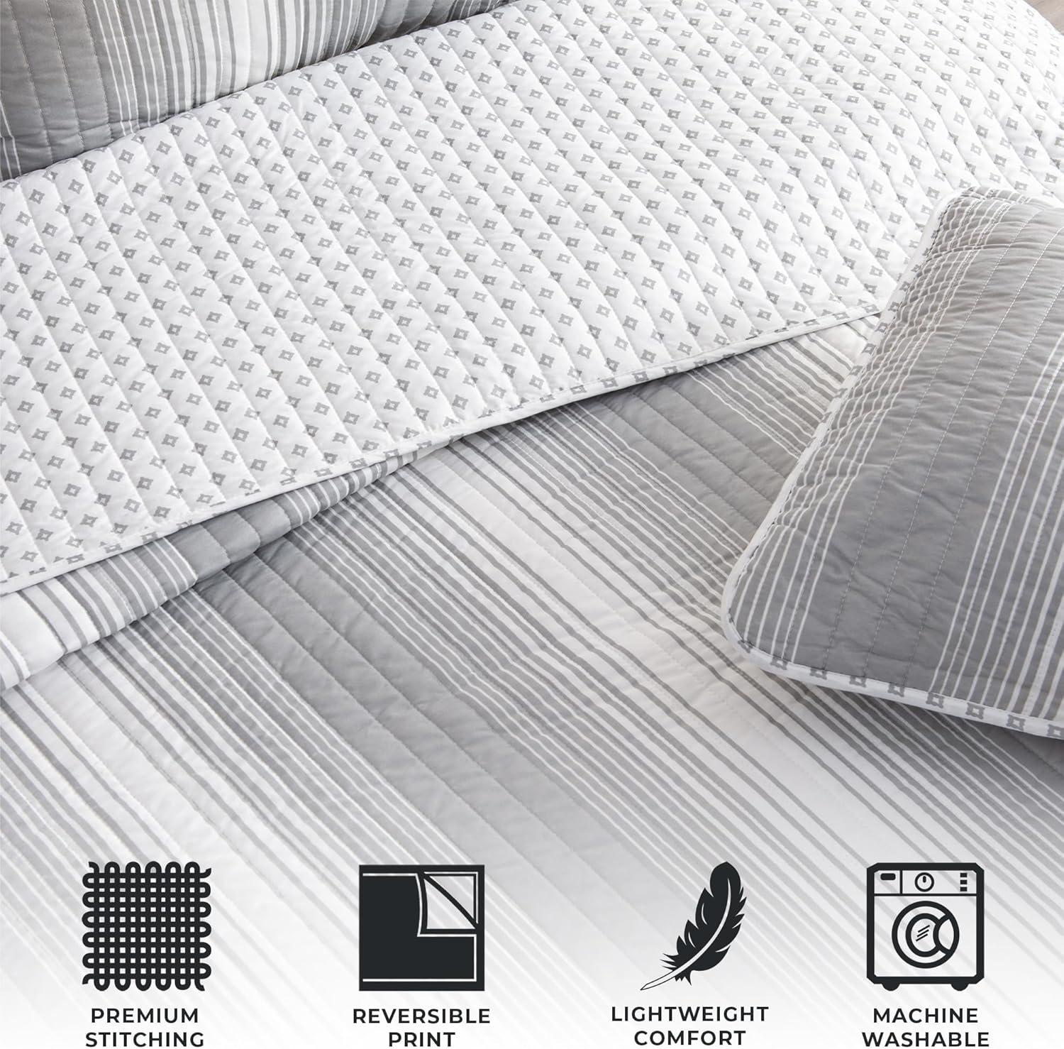 Great Bay Home Everette Ombre Striped 3-Piece Reversible Quilt Set