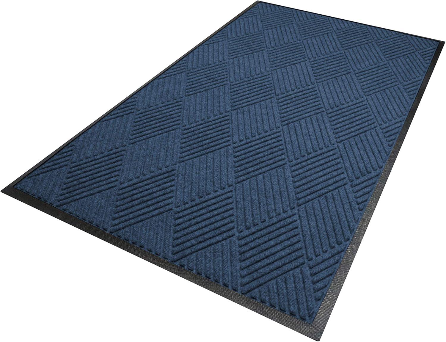 Navy Blue 3' x 4' Commercial-Grade Entrance Mat with Rubber Border