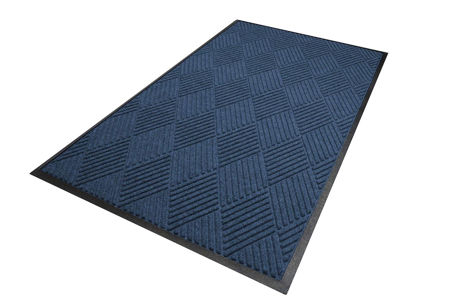 Navy Blue 3' x 4' Commercial-Grade Entrance Mat with Rubber Border