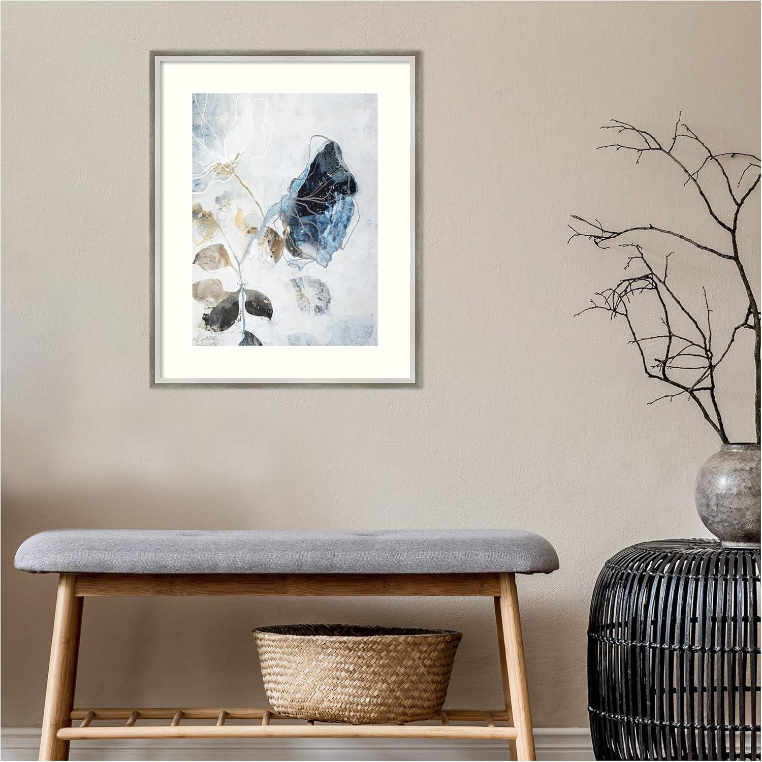 Blue and Neutral Botanic-Inspired Framed Wall Art Print