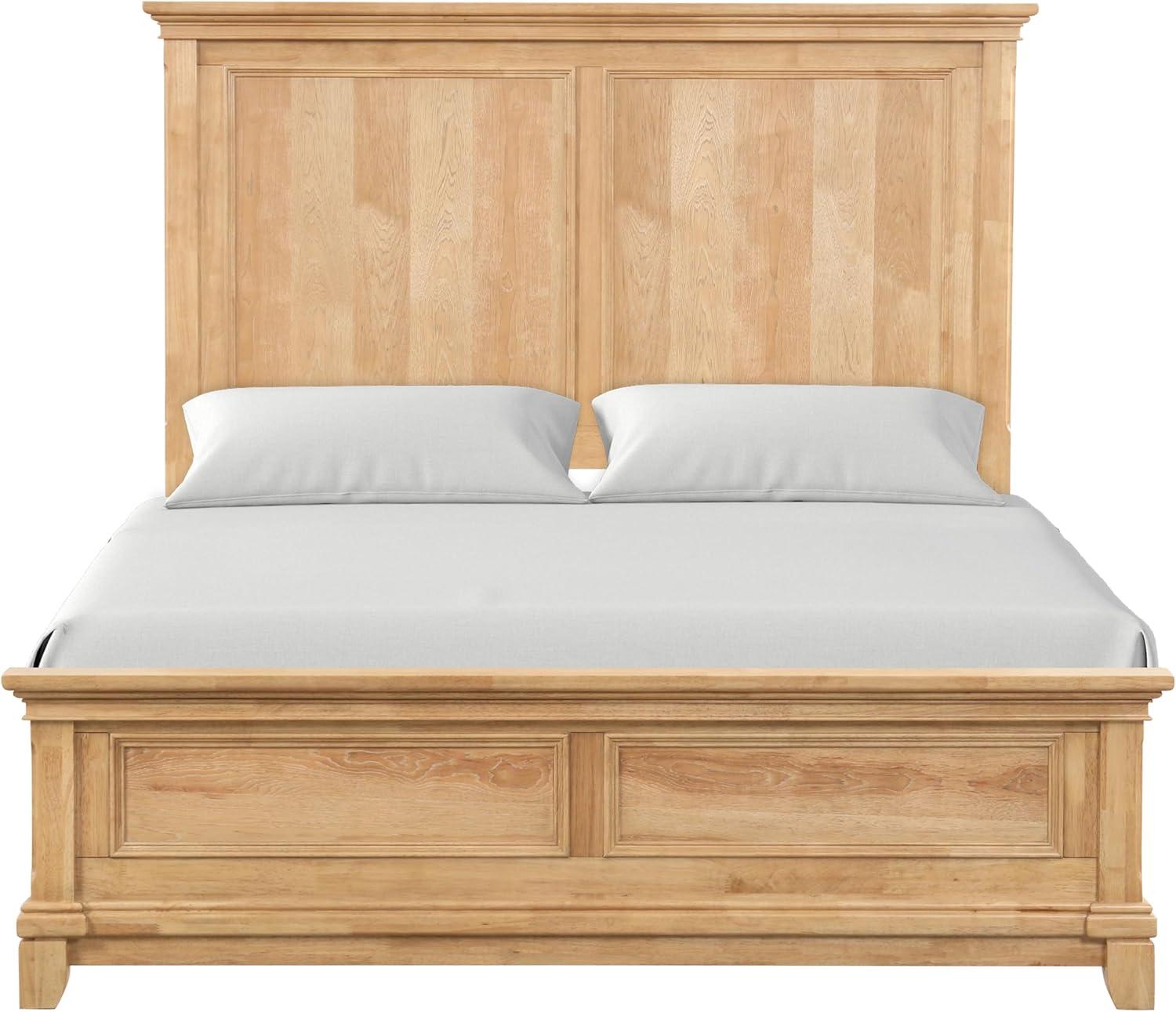 Furniture of America Stratford Solid Wood Queen Panel Bed, Natural Oak