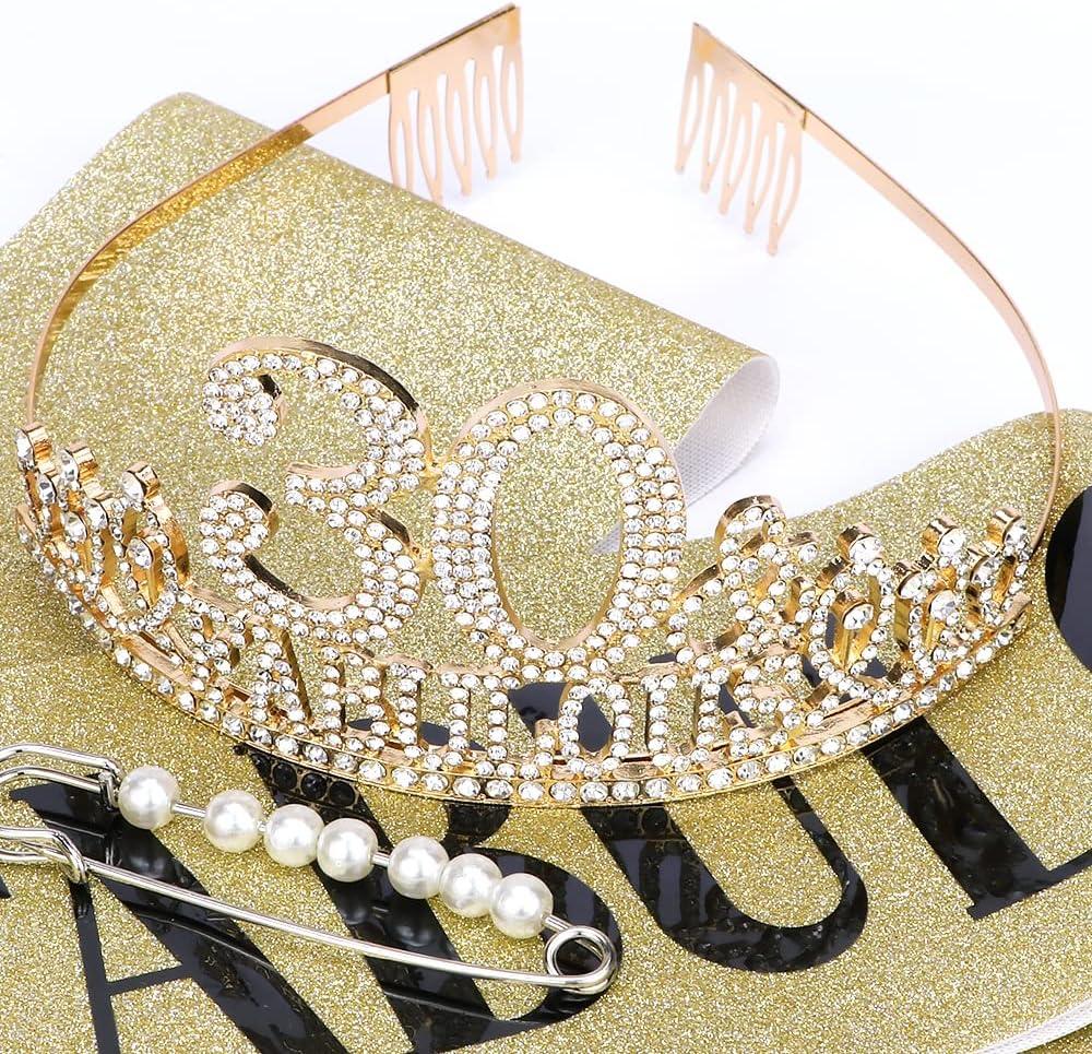 30th Birthday Decorations: Sash, Crown, Tiara for Women - Fabulous 30th Birthday Gifts