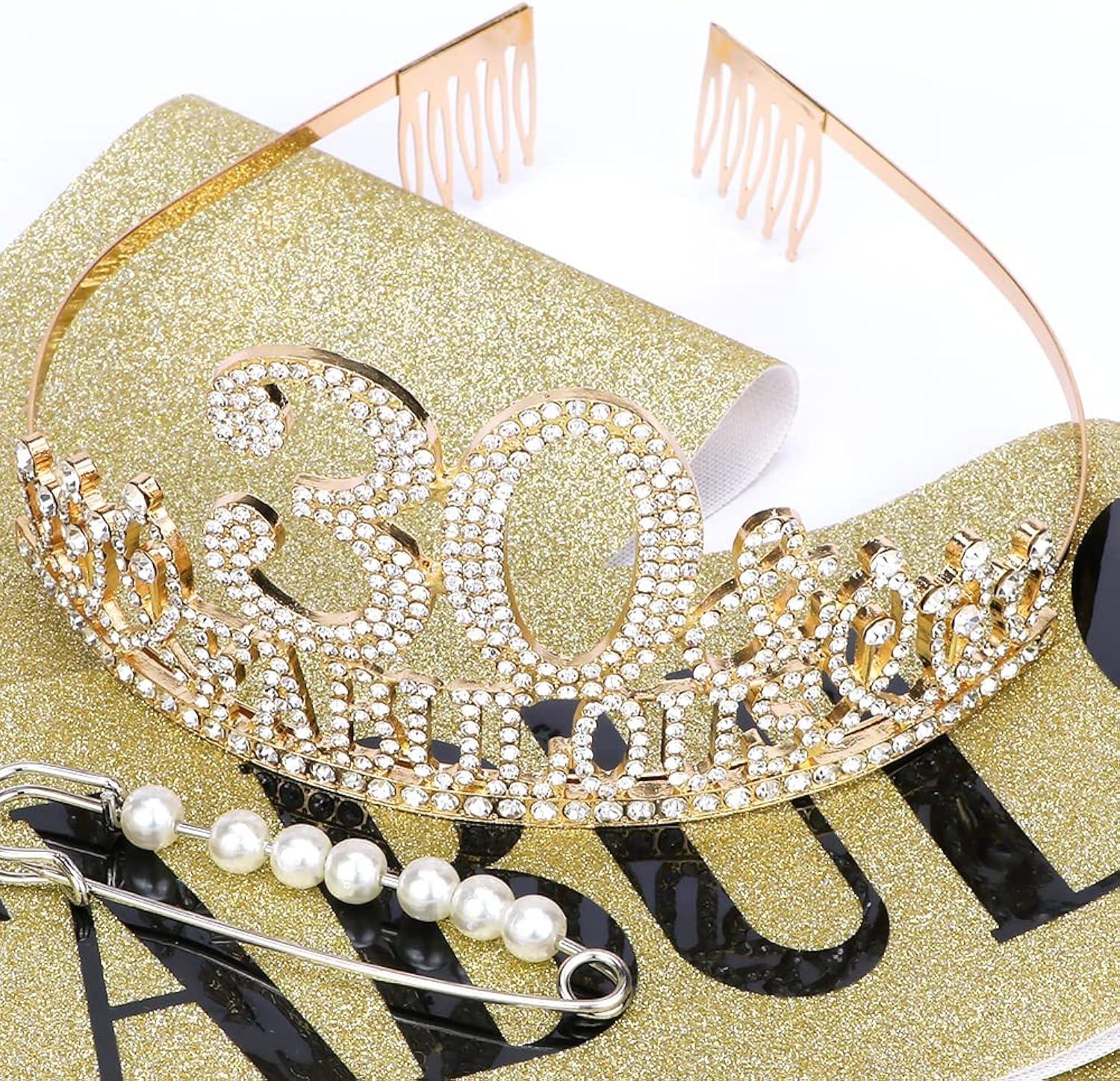 30th Birthday Decorations: Sash, Crown, Tiara for Women - Fabulous 30th Birthday Gifts