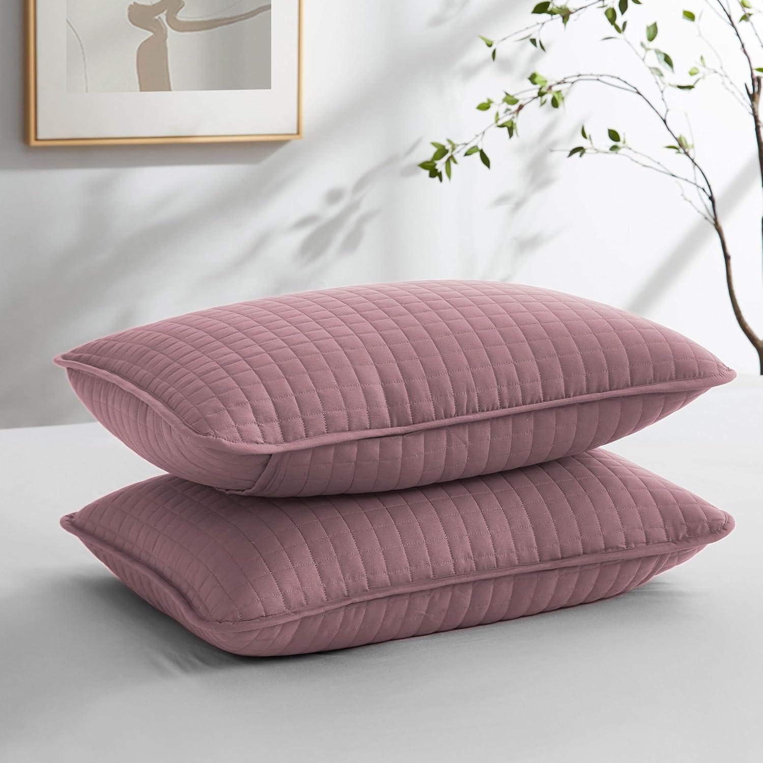 Southshore Fine Living, Inc. 18"x18" Pillow Cover Set, Euro Sham Covers, Fits Throw Pillows for Bed or Couch, Quilted Decorative Pillow Shams, Lavender