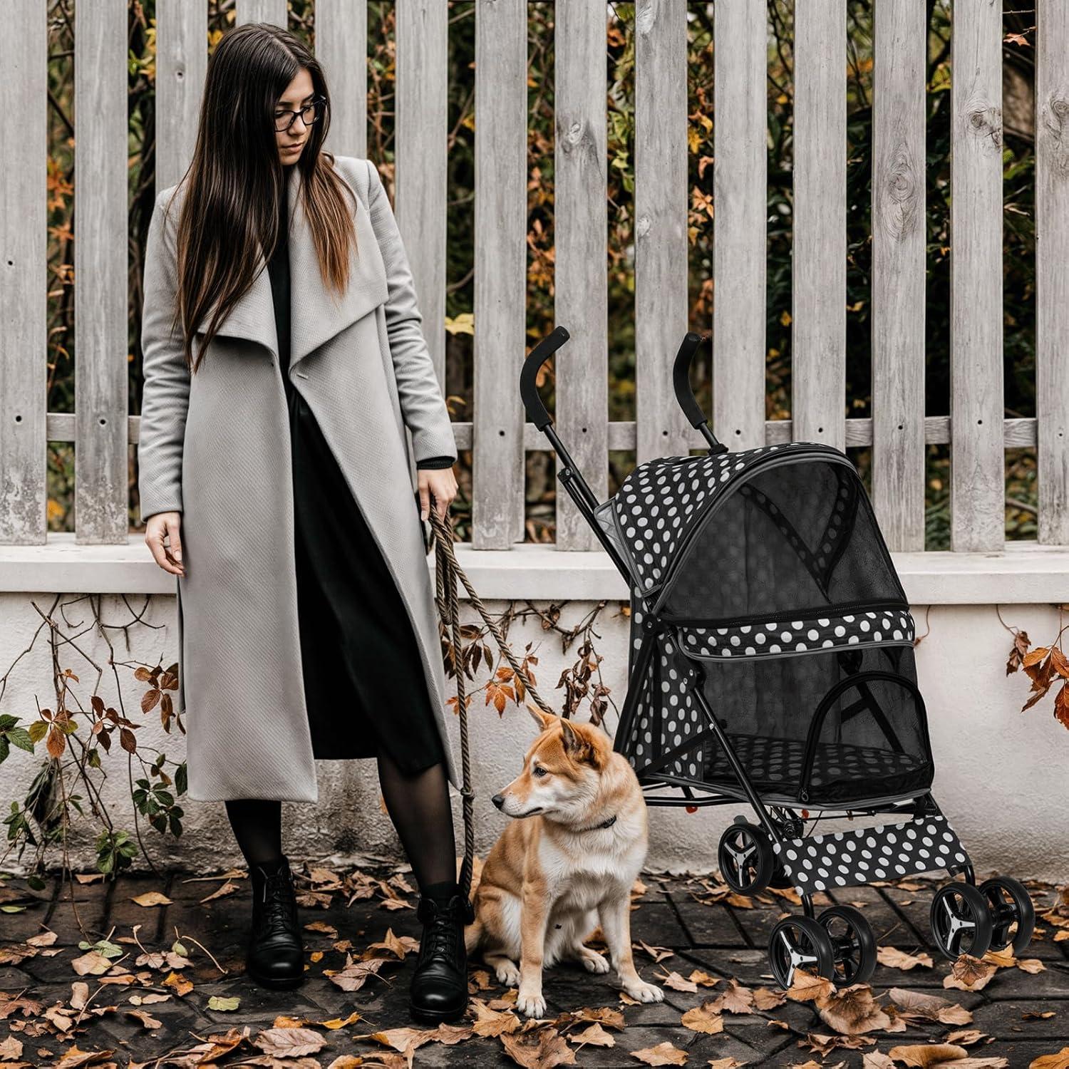 Pet Stoller Dog Cat Stoller Comfortable Lightweight Stroller With Adjustable Canopy