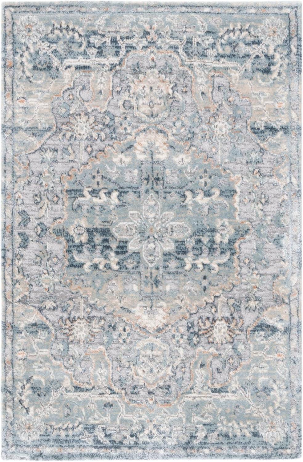 Elegant Gray Hand-Knotted Wool & Synthetic Area Rug