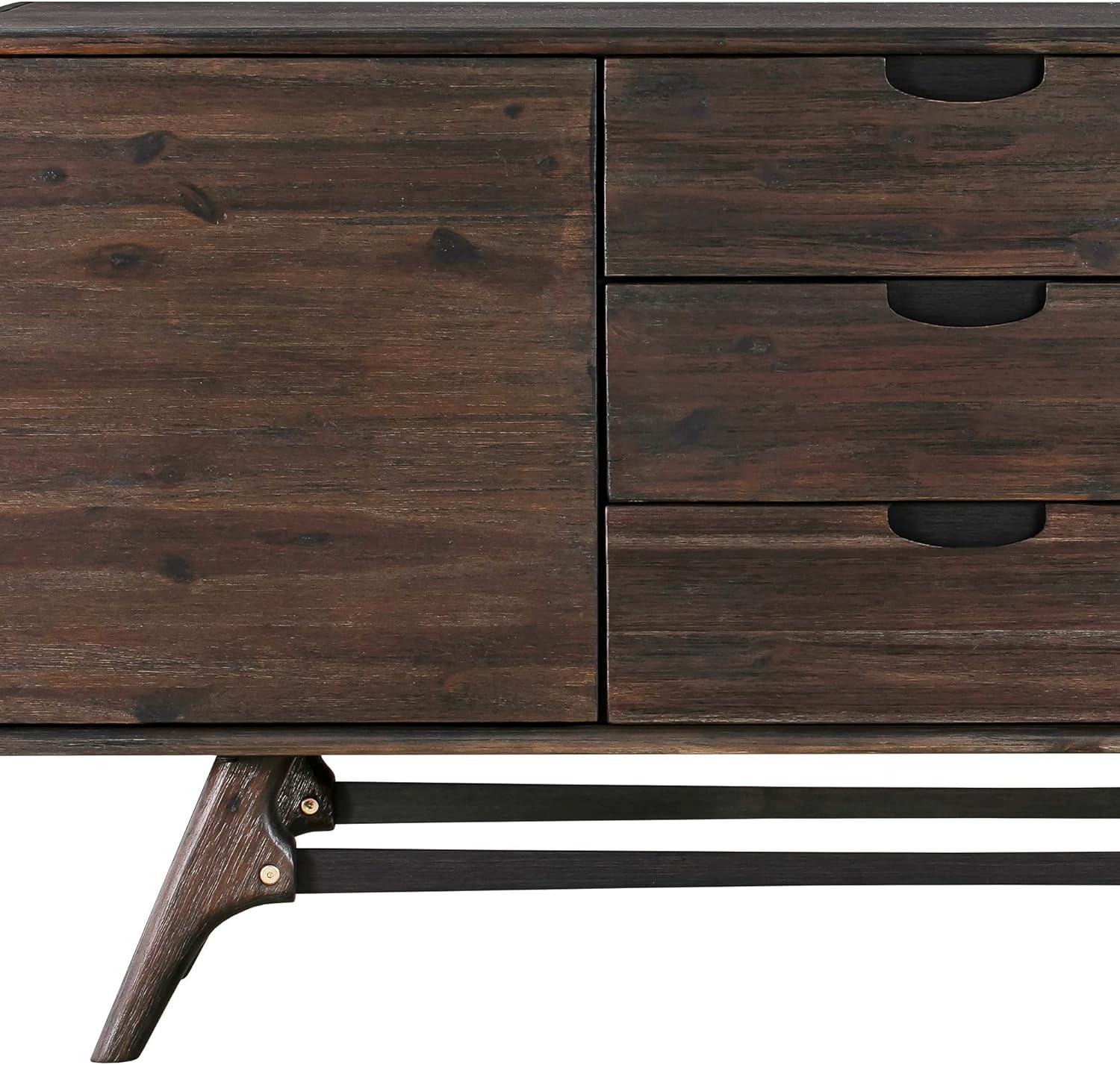 Kendra Brown Acacia Wood 3-Drawer Sideboard Buffet