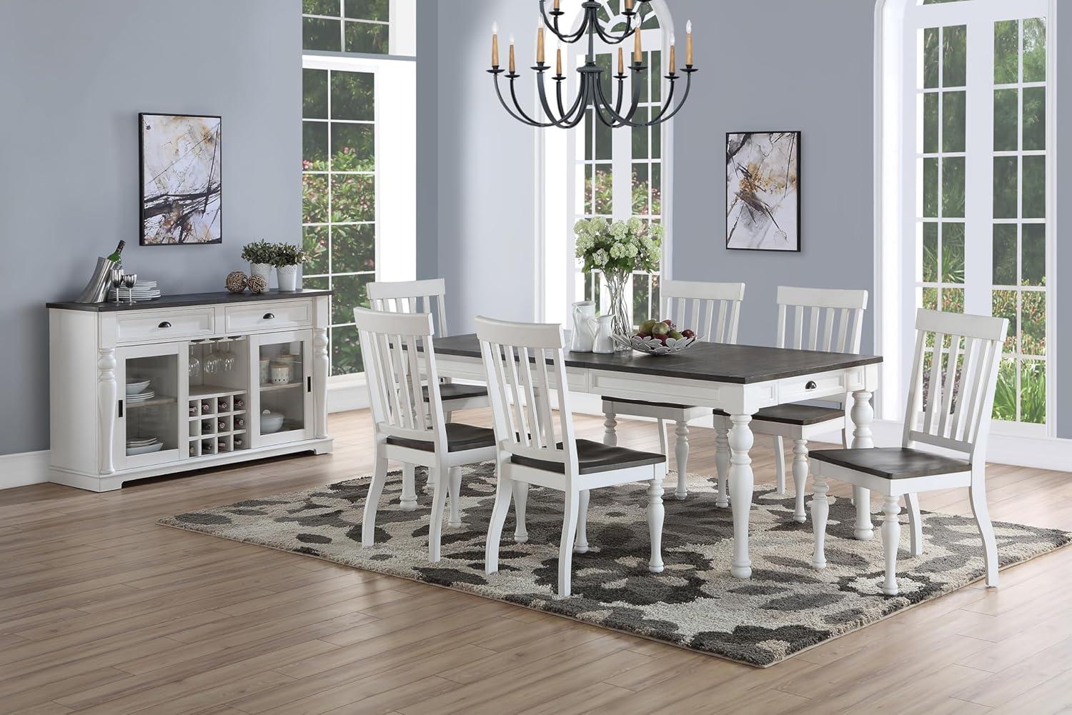 Transitional White Extendable Farmhouse Dining Table